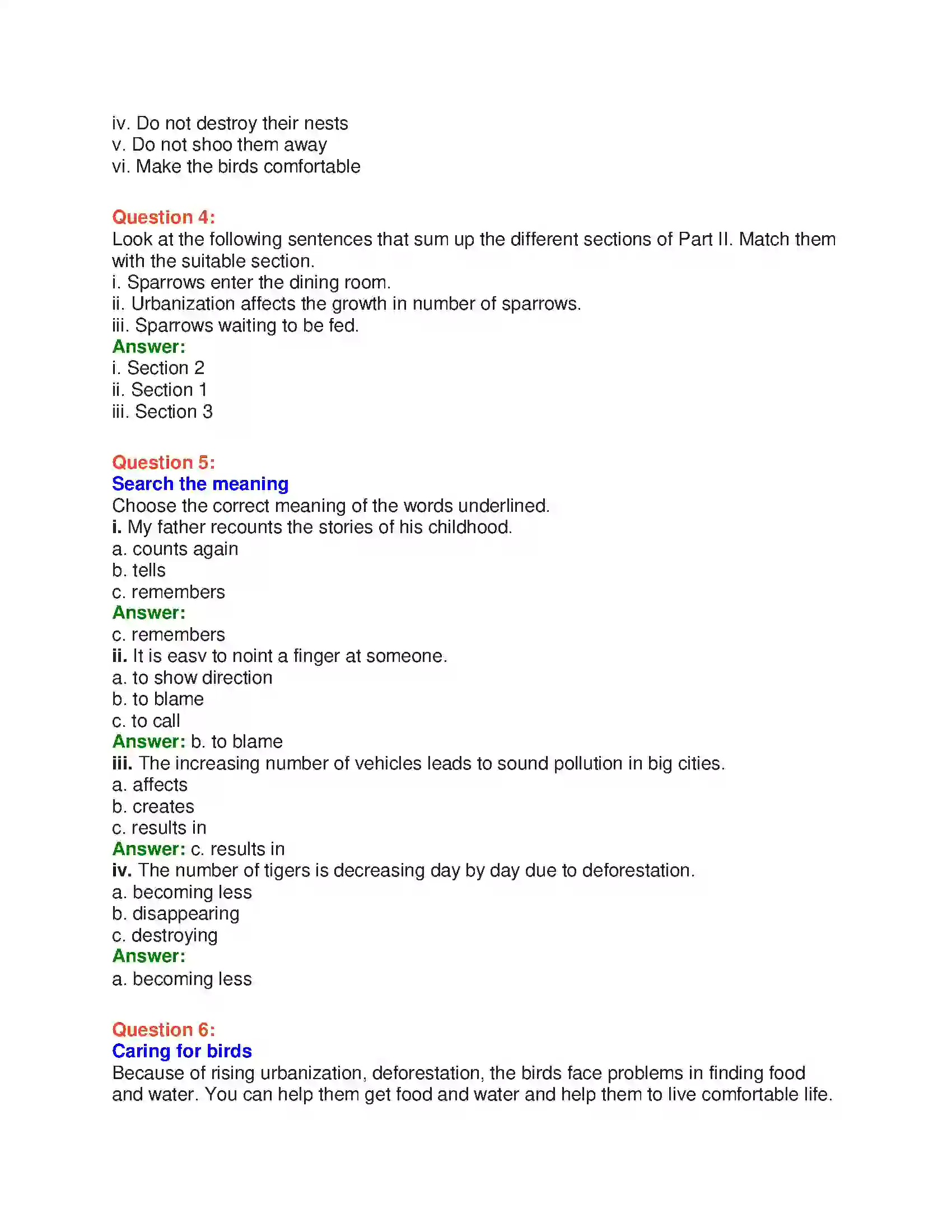 Maharashtra Board Class 10th English 2.2 Sorrows Of Sparrows - Birds & Animals Solution 21