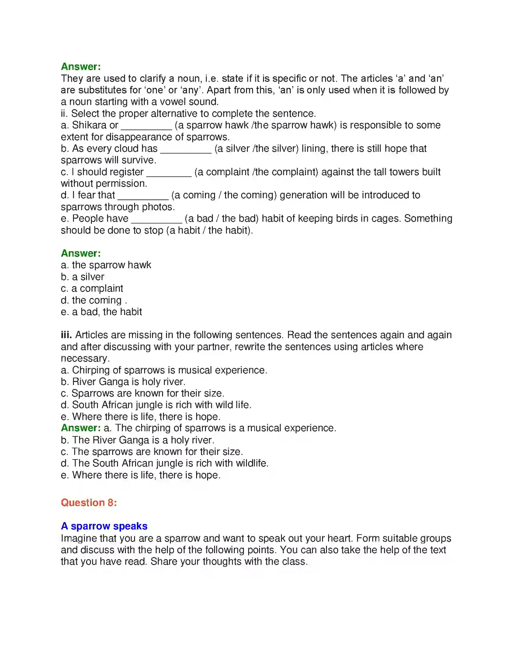 Maharashtra Board Class 10th English 2.2 Sorrows Of Sparrows - Birds & Animals Solution 23