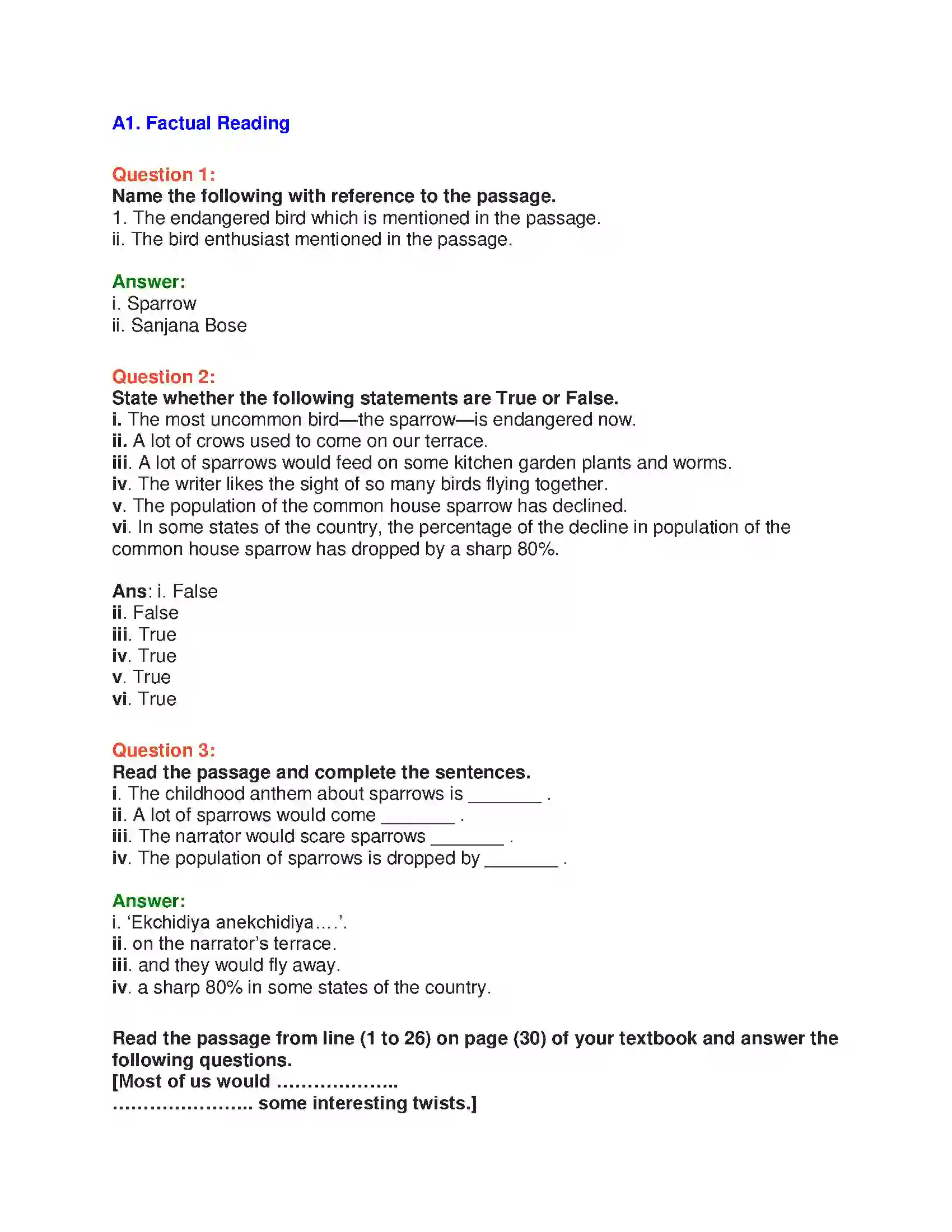Maharashtra Board Class 10th English 2.2 Sorrows Of Sparrows - Birds & Animals Solution 5