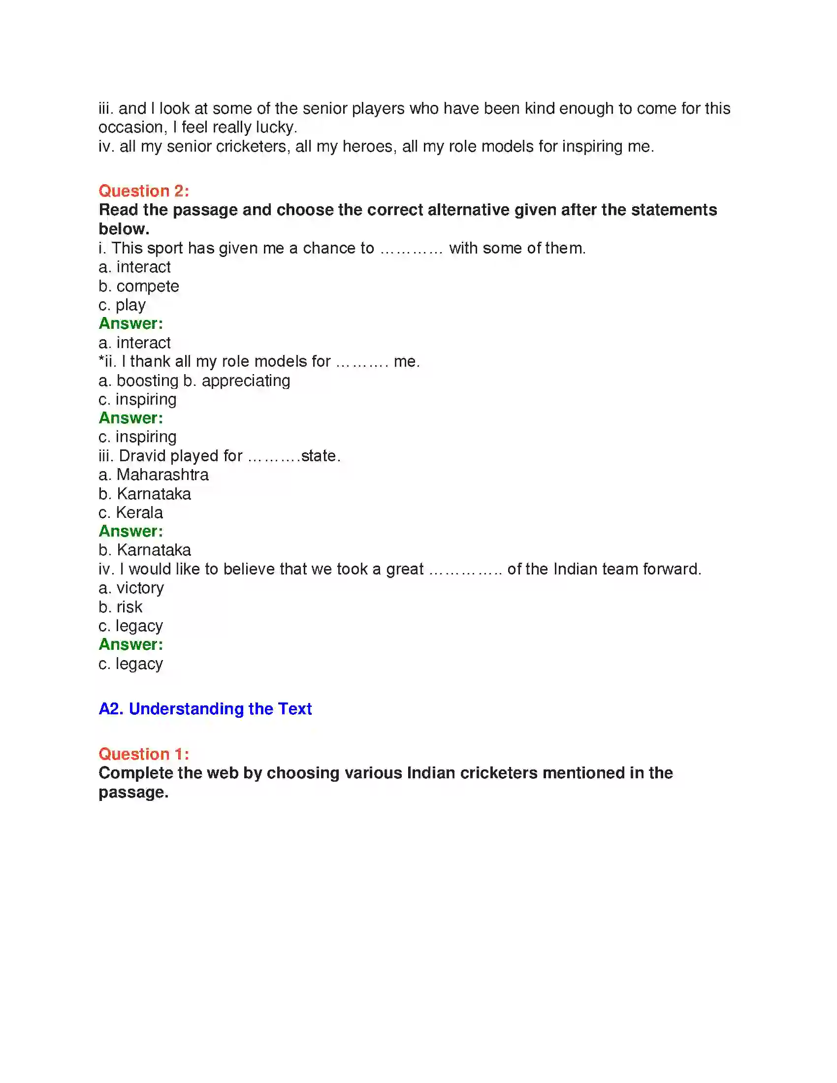 Maharashtra Board Class 10th English 3.1 Relishing Excellence - Sports & Adventure Solution 13