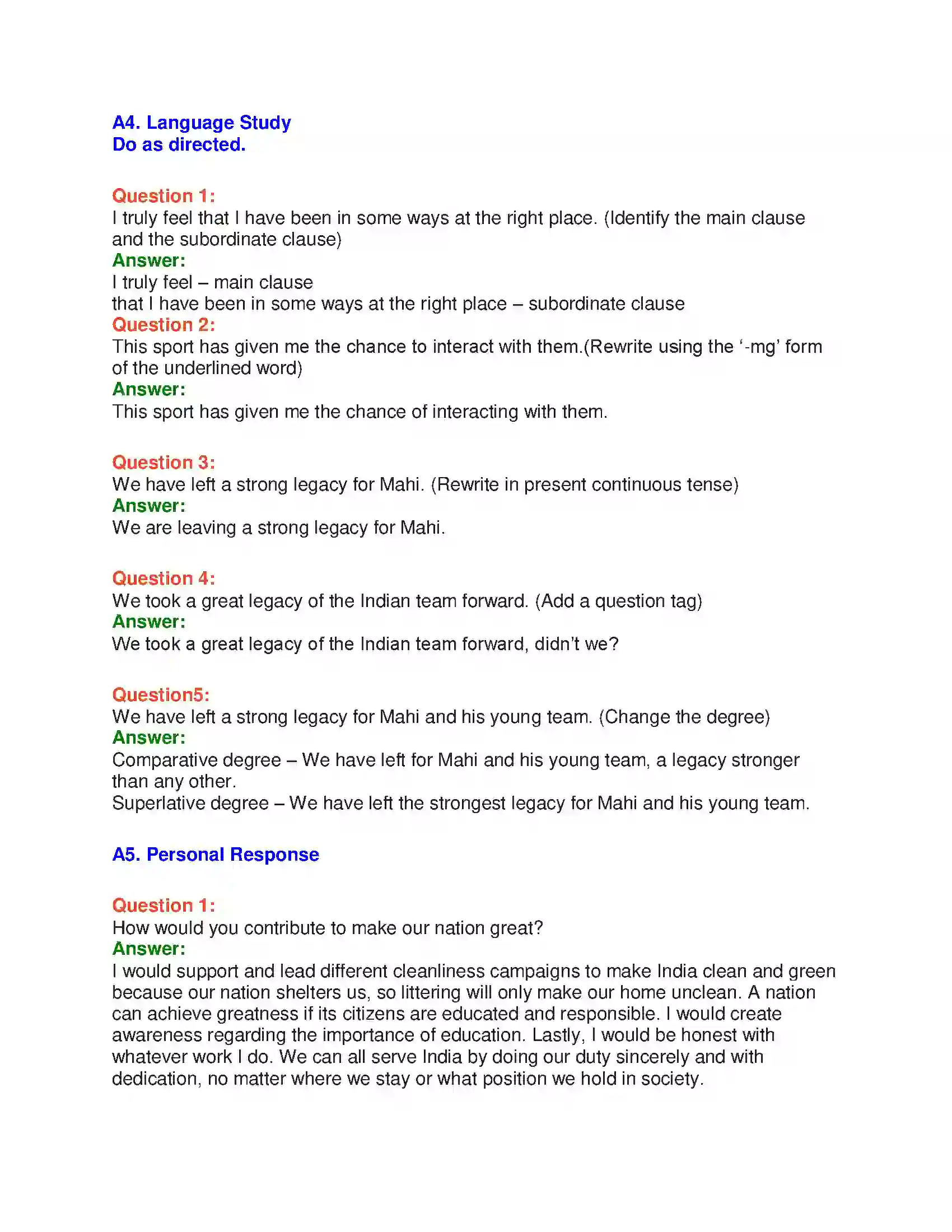 Maharashtra Board Class 10th English 3.1 Relishing Excellence - Sports & Adventure Solution 15