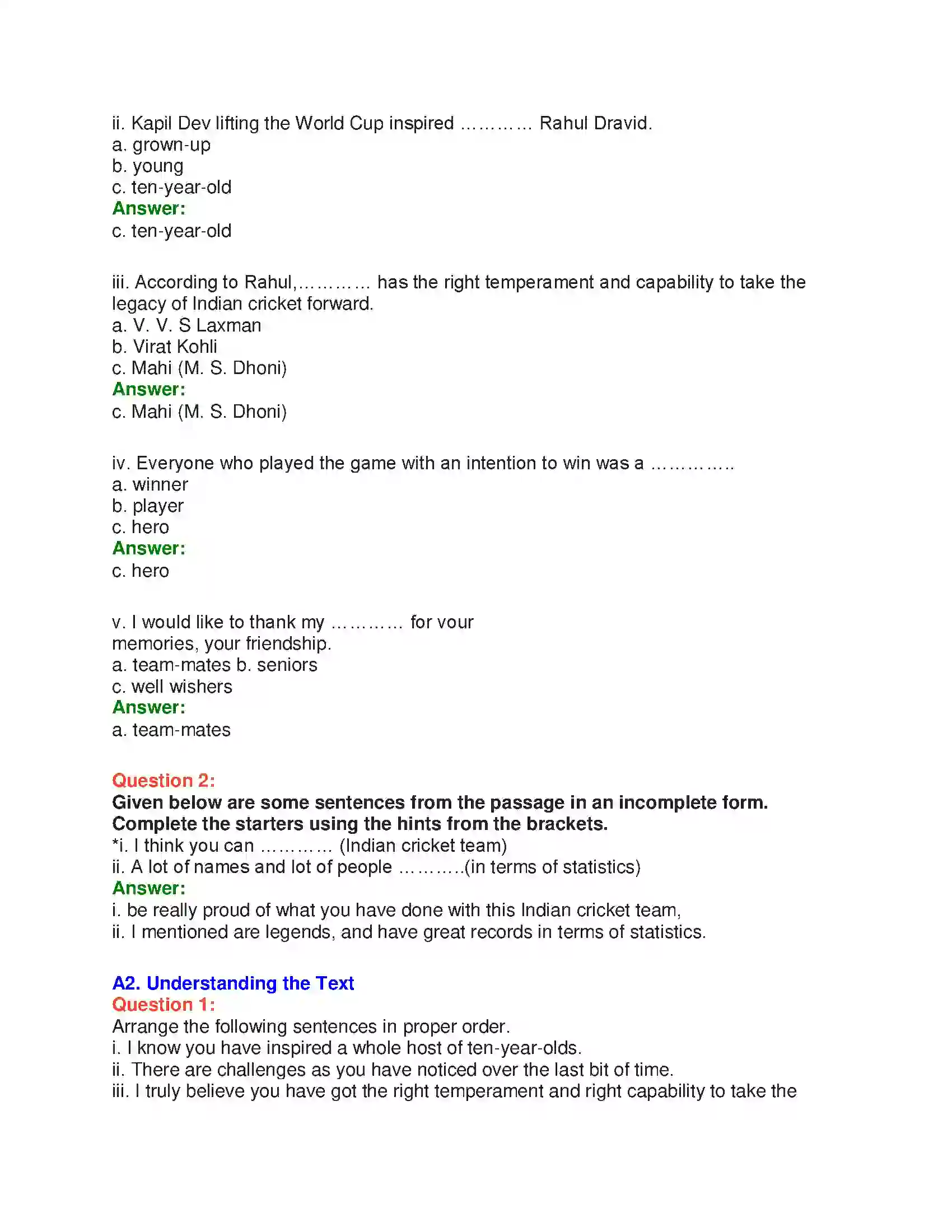 Maharashtra Board Class 10th English 3.1 Relishing Excellence - Sports & Adventure Solution 19