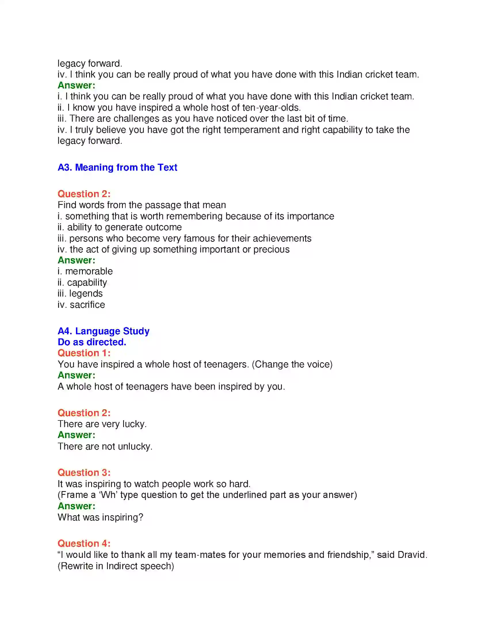 Maharashtra Board Class 10th English 3.1 Relishing Excellence - Sports & Adventure Solution 20