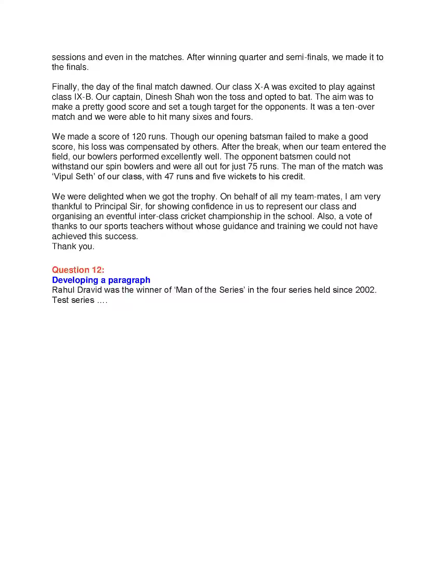 Maharashtra Board Class 10th English 3.1 Relishing Excellence - Sports & Adventure Solution 37