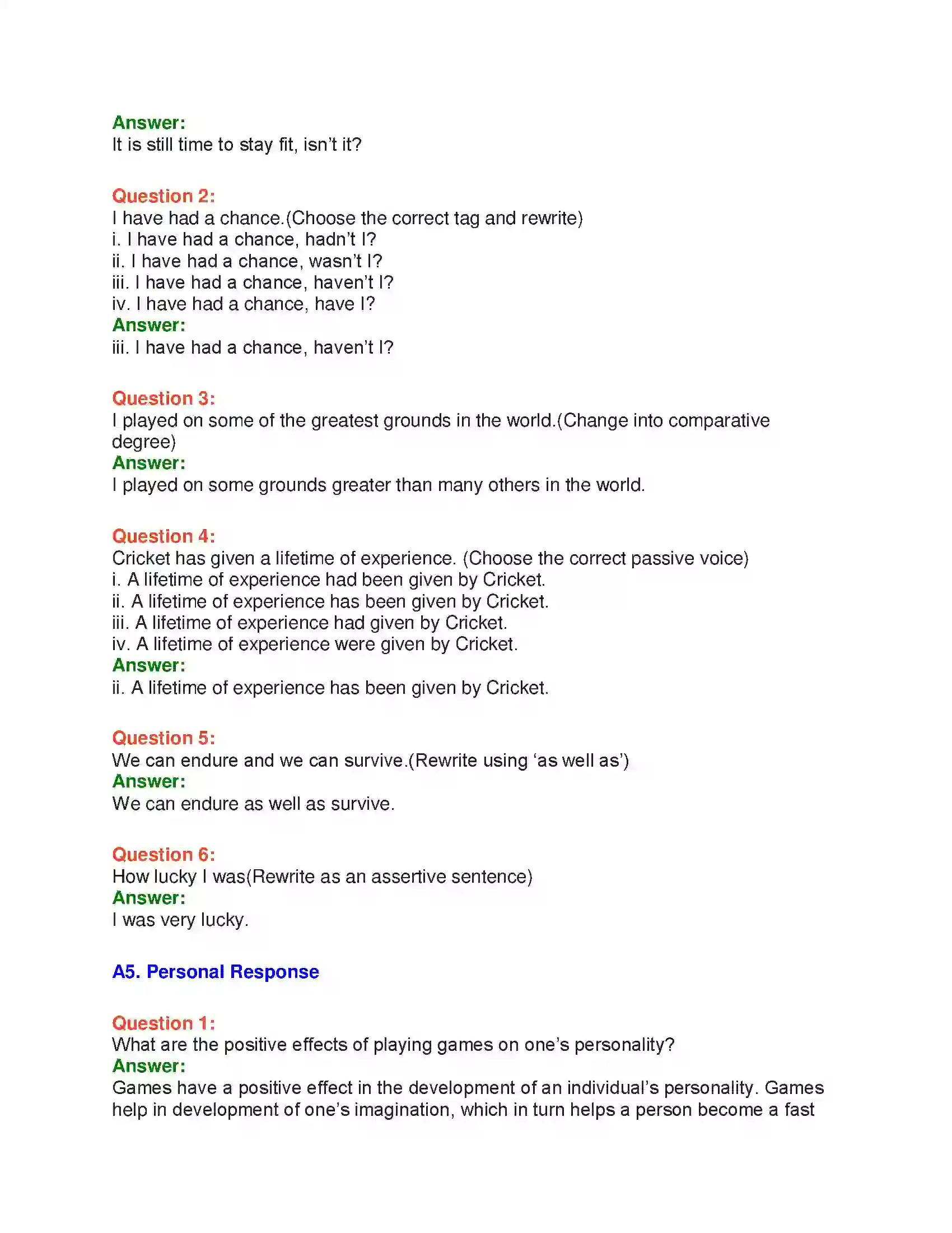 Maharashtra Board Class 10th English 3.1 Relishing Excellence - Sports & Adventure Solution 9