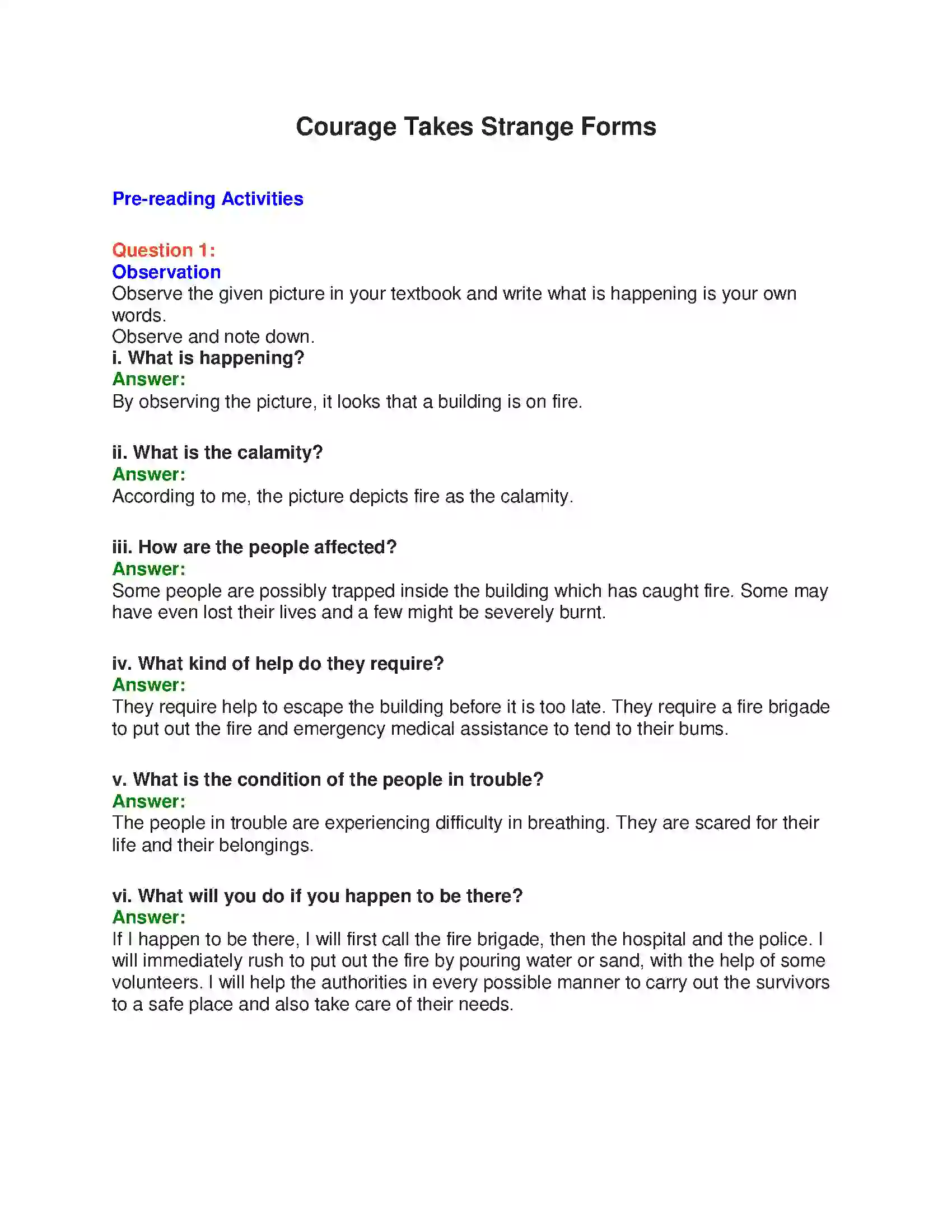 Maharashtra Board Class 10th English 3.2 Courage Takes Strange Forms - Sports & Adventure Solution 1