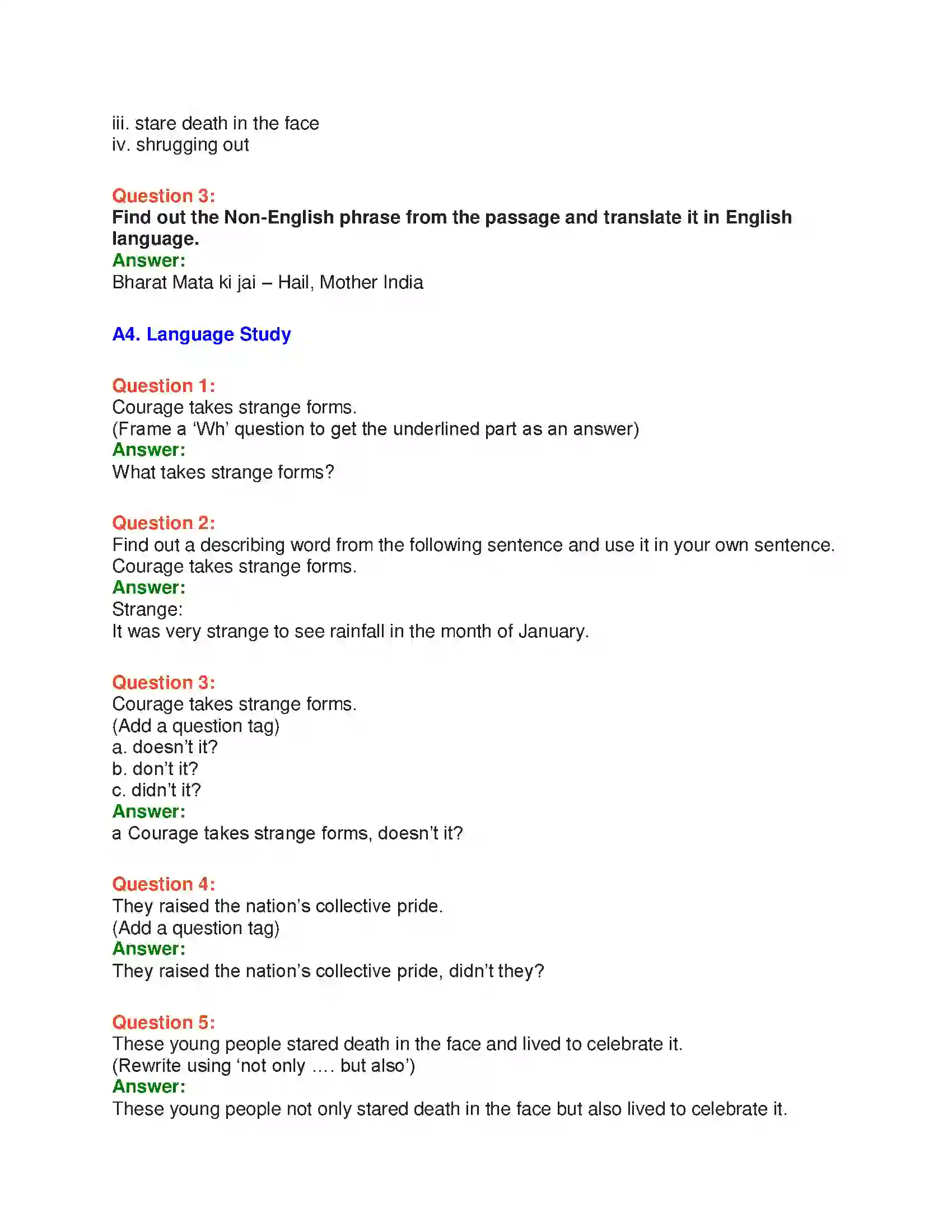 Maharashtra Board Class 10th English 3.2 Courage Takes Strange Forms - Sports & Adventure Solution 6