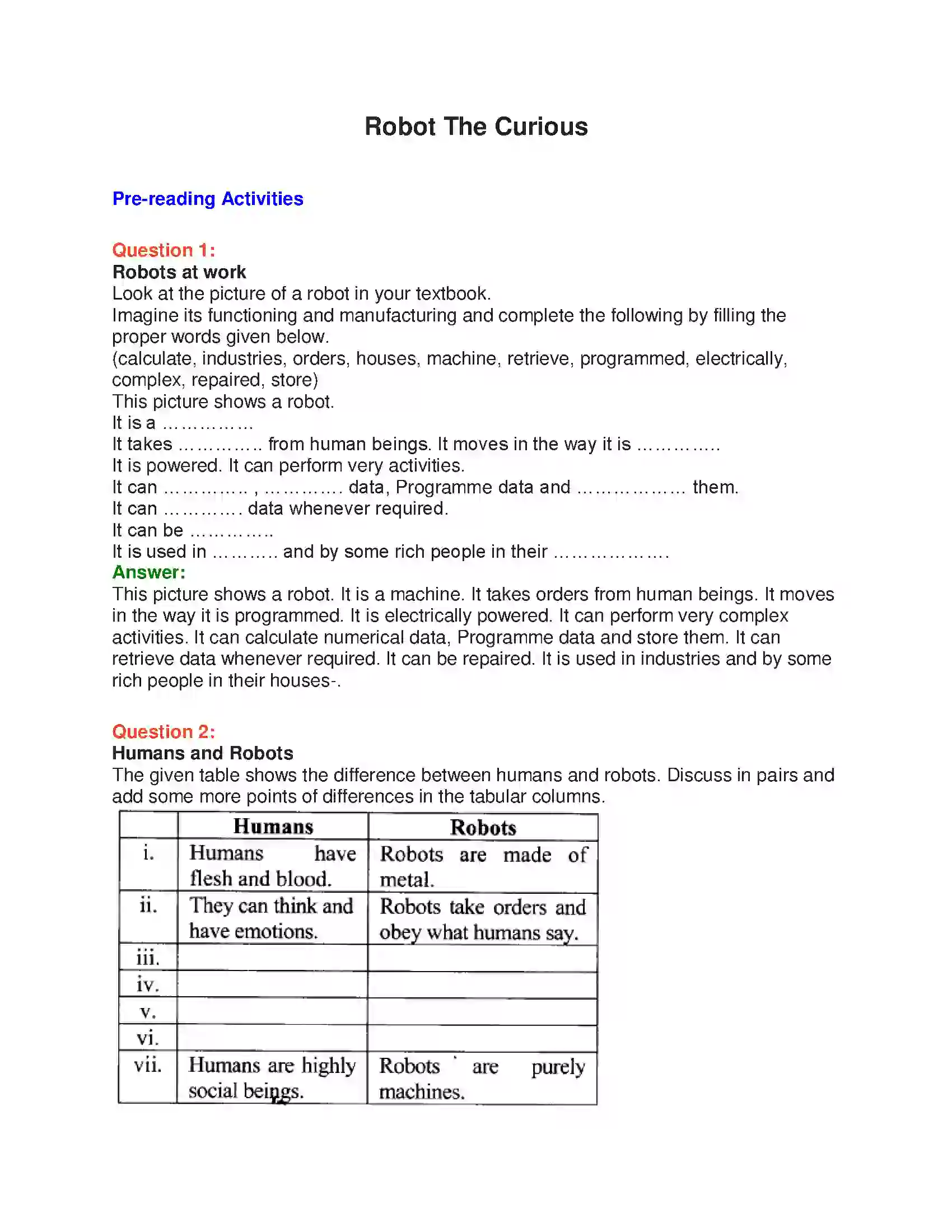 Maharashtra Board Class 10th English 4.3 The Curious Robot - Science & Technology Solution 1