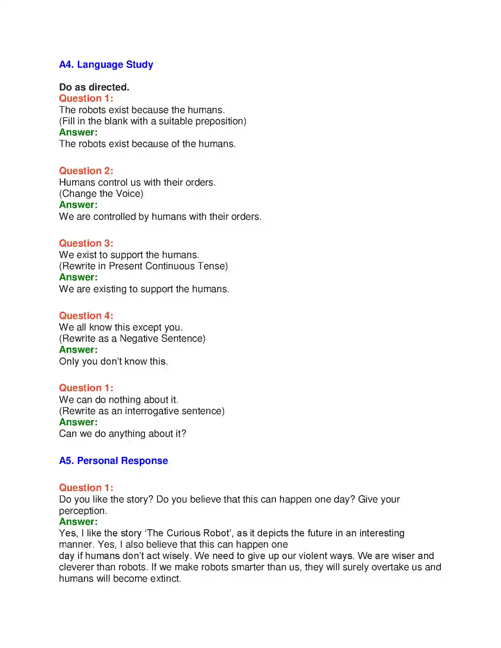 Maharashtra Board Class 10th English 4.3 The Curious Robot - Science & Technology Solution 18