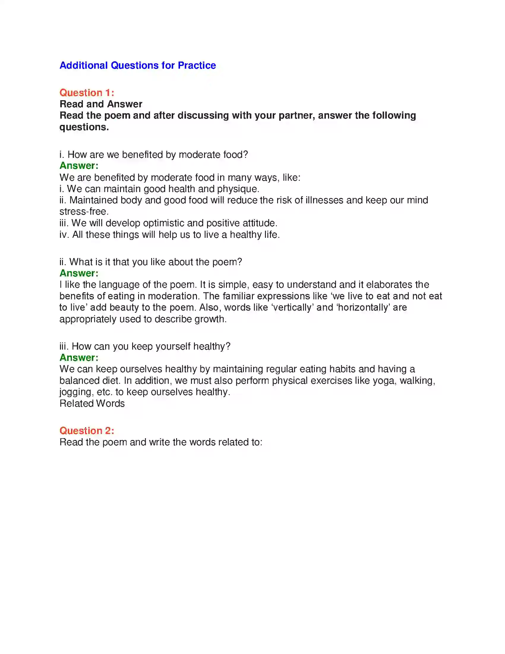 Maharashtra Board Class 10th English 5.1 Food & Health - Food & Health Solution 7