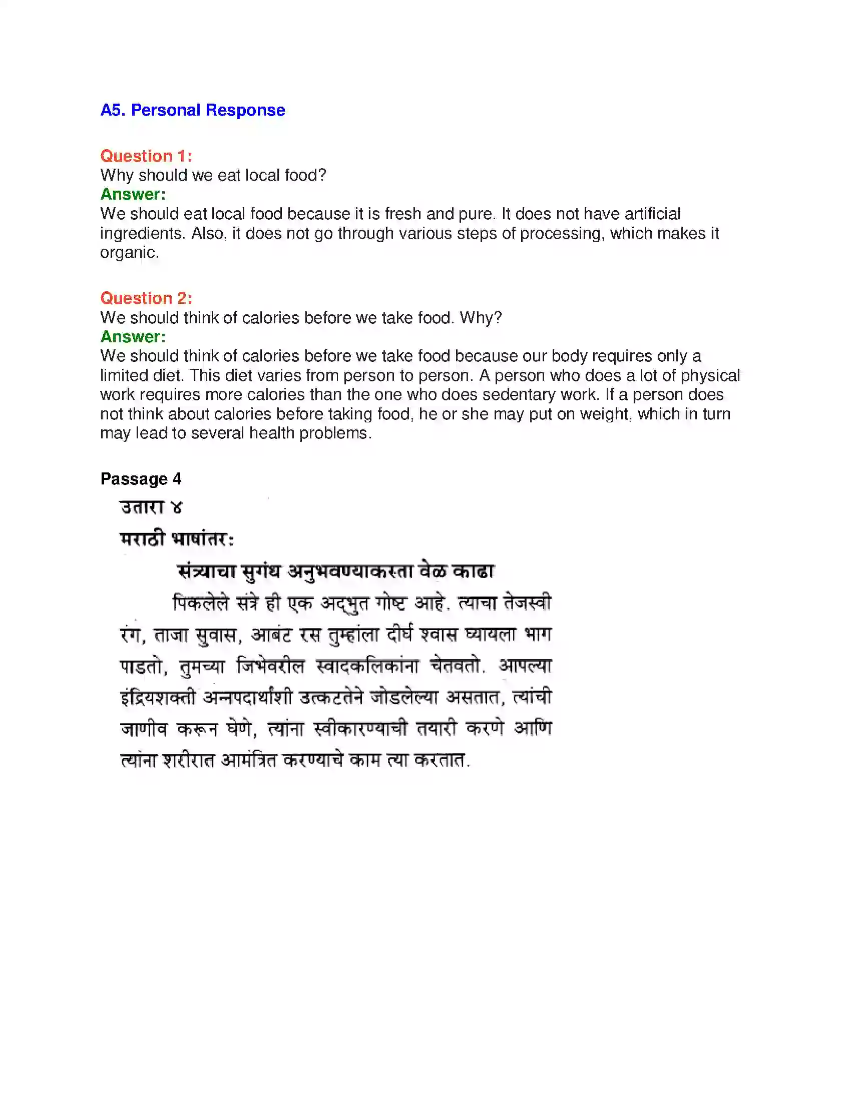 Maharashtra Board Class 10th English 5.2 Food As Love - Food & Health Solution 19