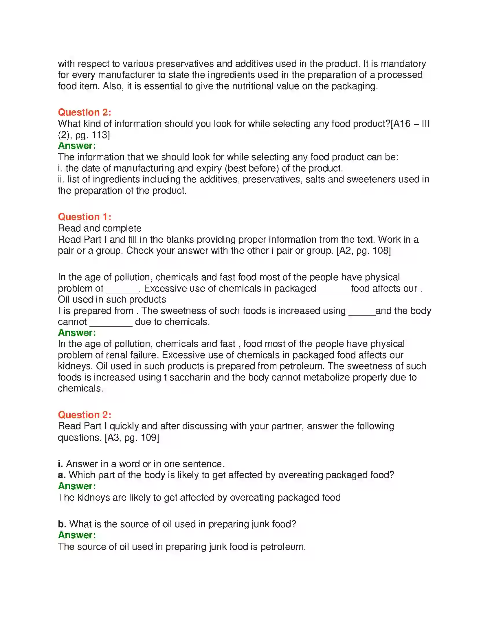 Maharashtra Board Class 10th English 5.3 Quick Fix Food - Food & Health Solution 18