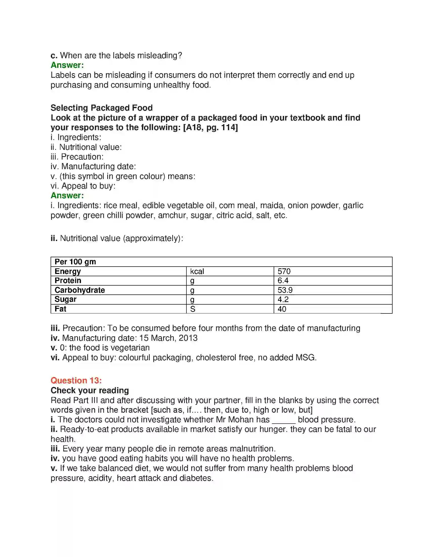 Maharashtra Board Class 10th English 5.3 Quick Fix Food - Food & Health Solution 26