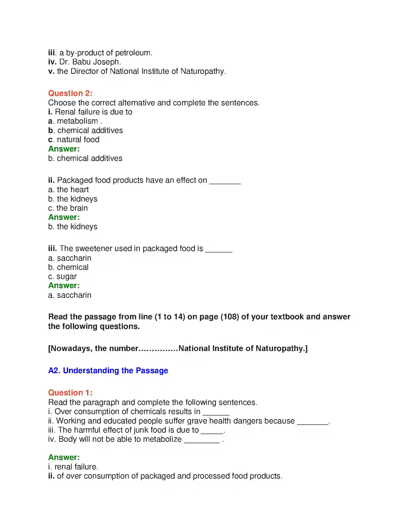 Maharashtra Board Class 10th English 5.3 Quick Fix Food - Food & Health Solution 3