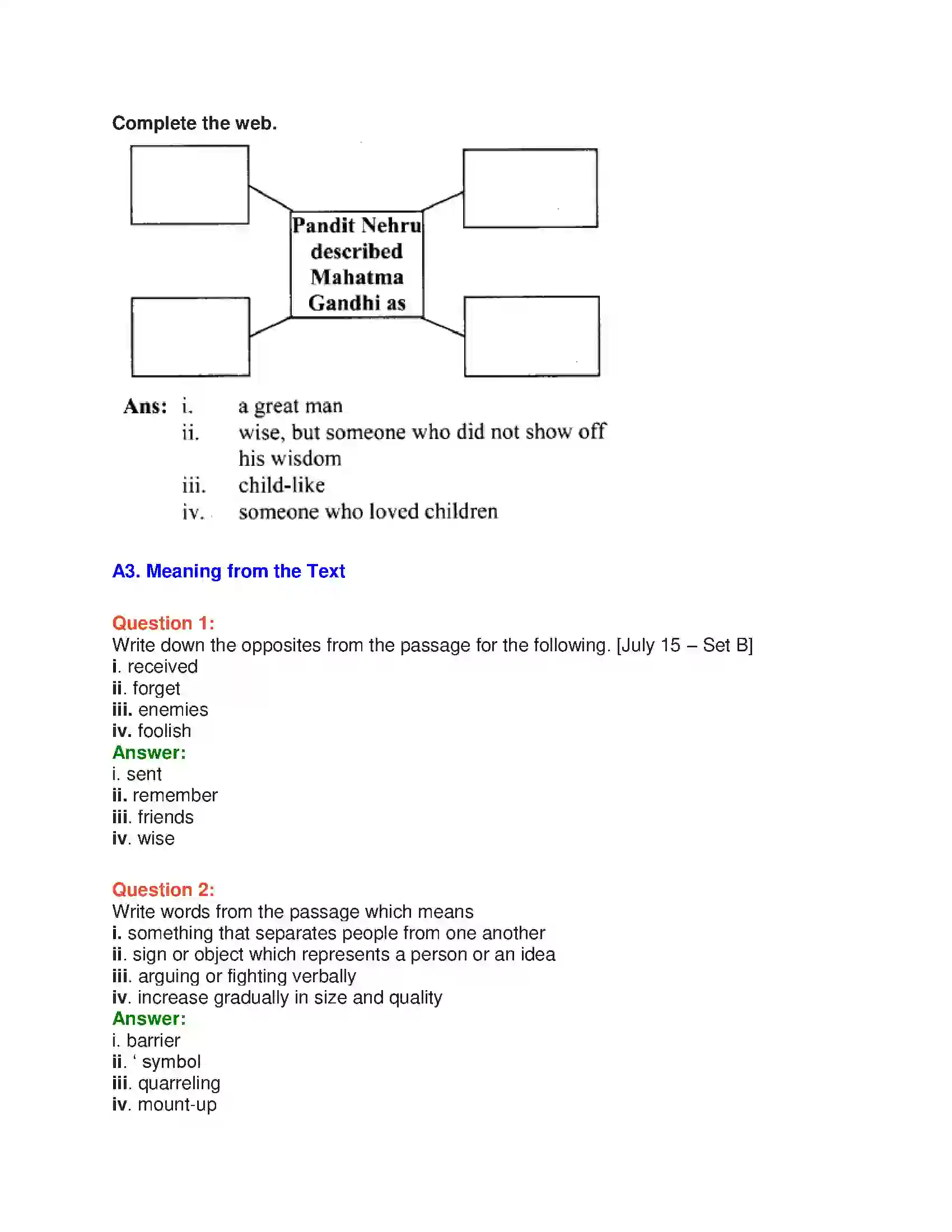 Maharashtra Board Class 10th English 6.1 Nehru’s Letter to Children - Nature & Environment Solution 12