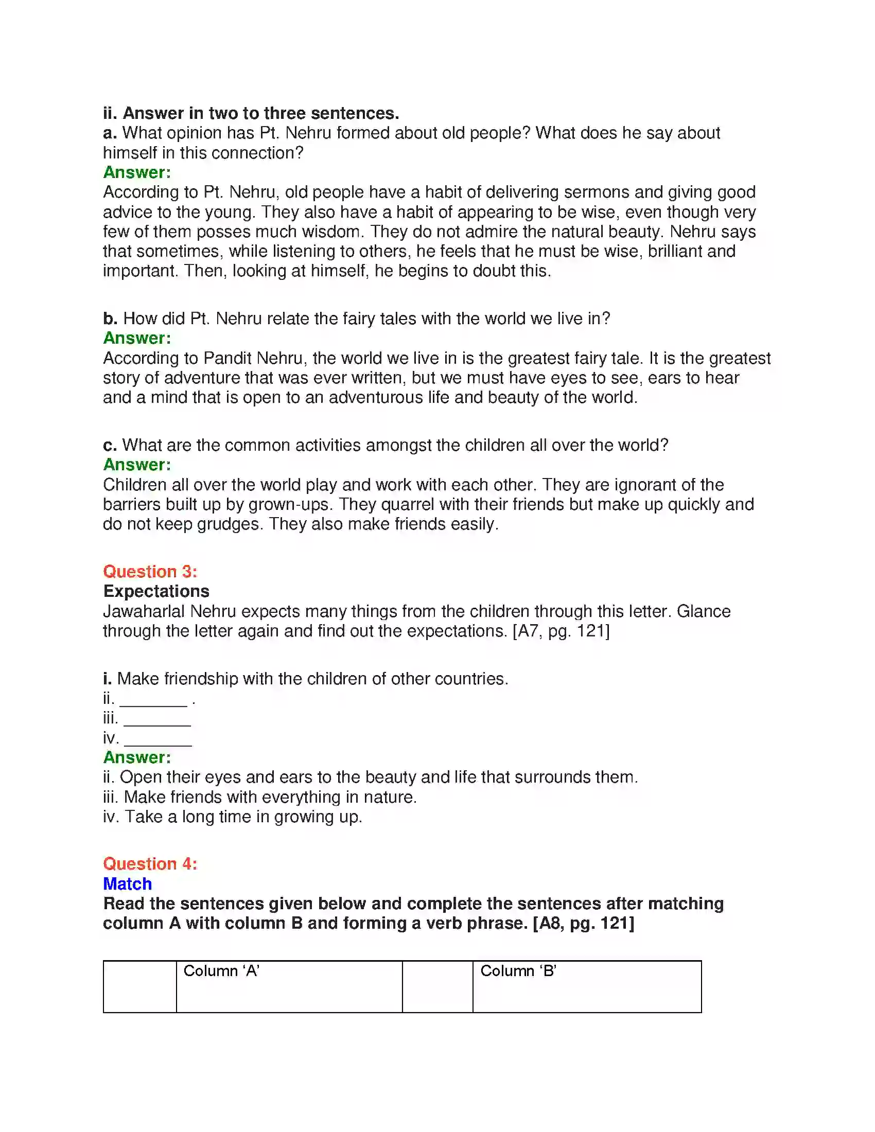 Maharashtra Board Class 10th English 6.1 Nehru’s Letter to Children - Nature & Environment Solution 16