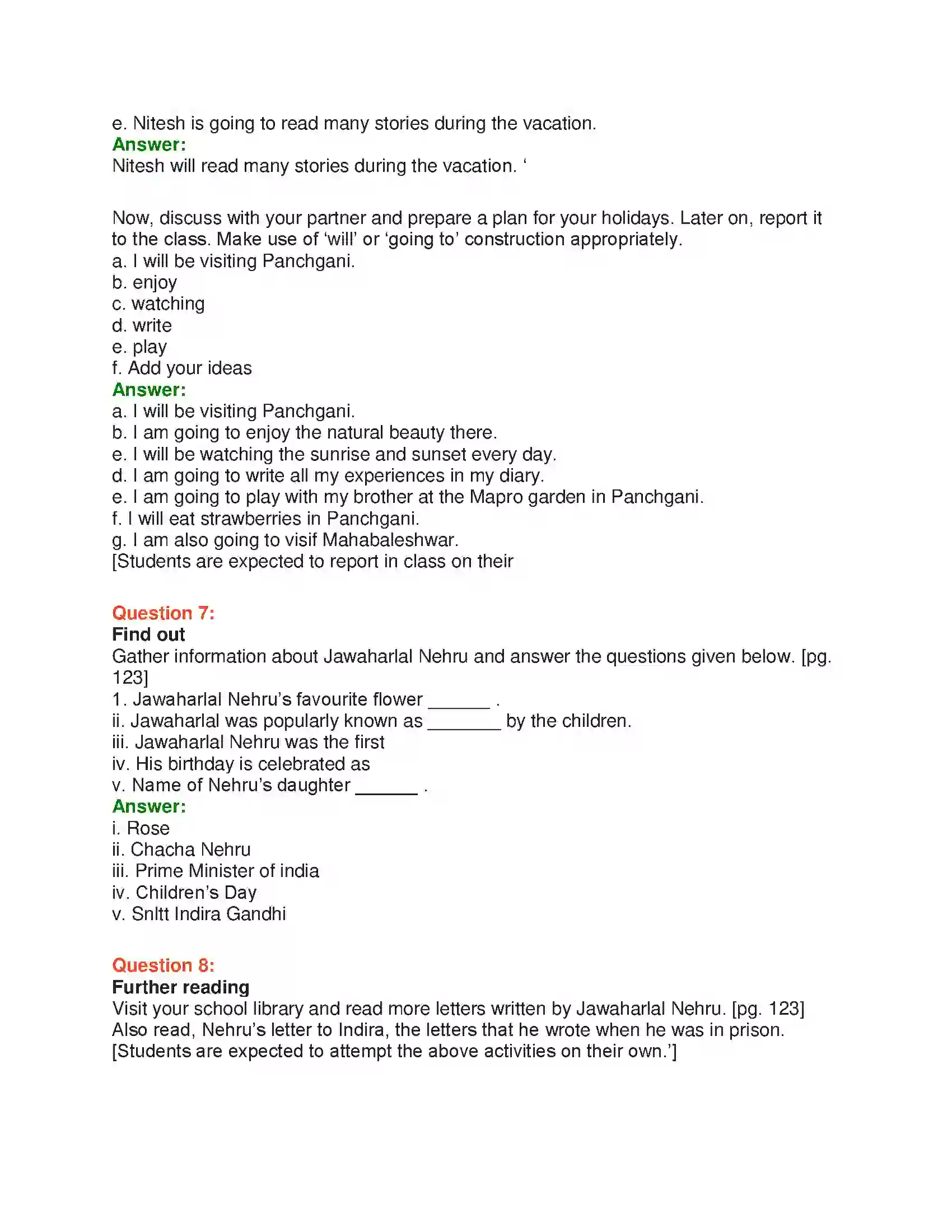Maharashtra Board Class 10th English 6.1 Nehru’s Letter to Children - Nature & Environment Solution 20