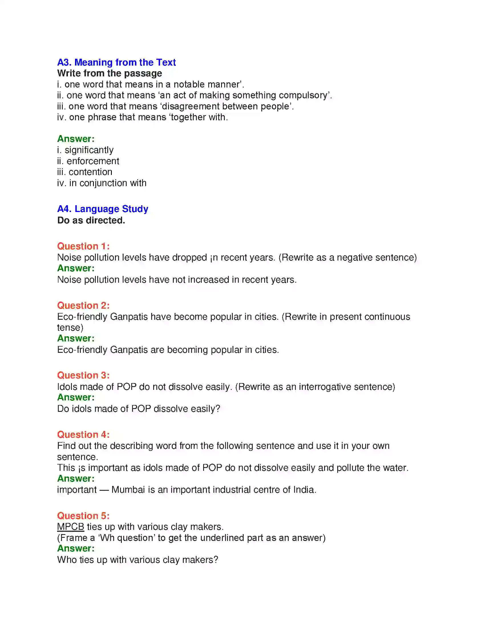 Maharashtra Board Class 10th English 6.2 Saving the Environment - Nature & Environment Solution 11