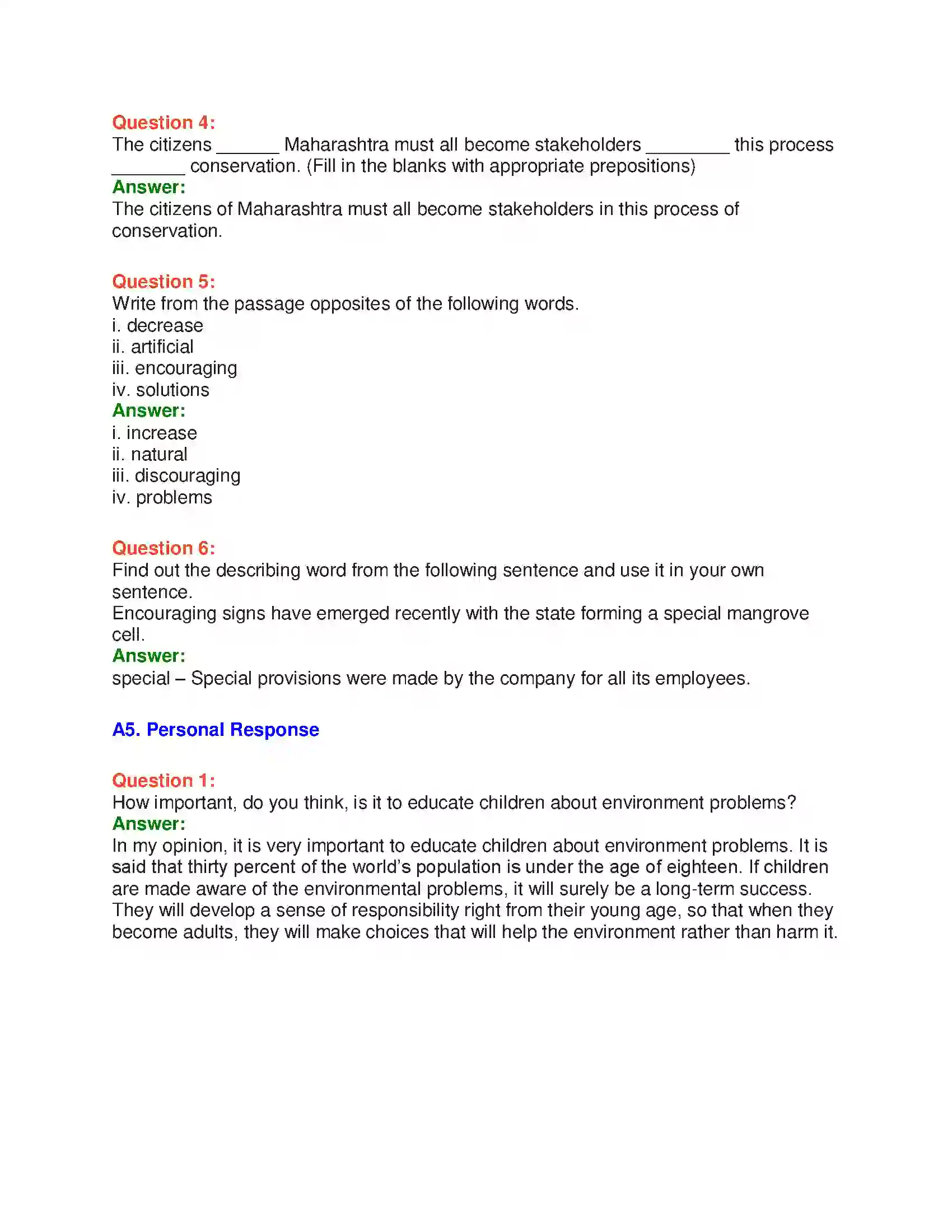 Maharashtra Board Class 10th English 6.2 Saving the Environment - Nature & Environment Solution 22