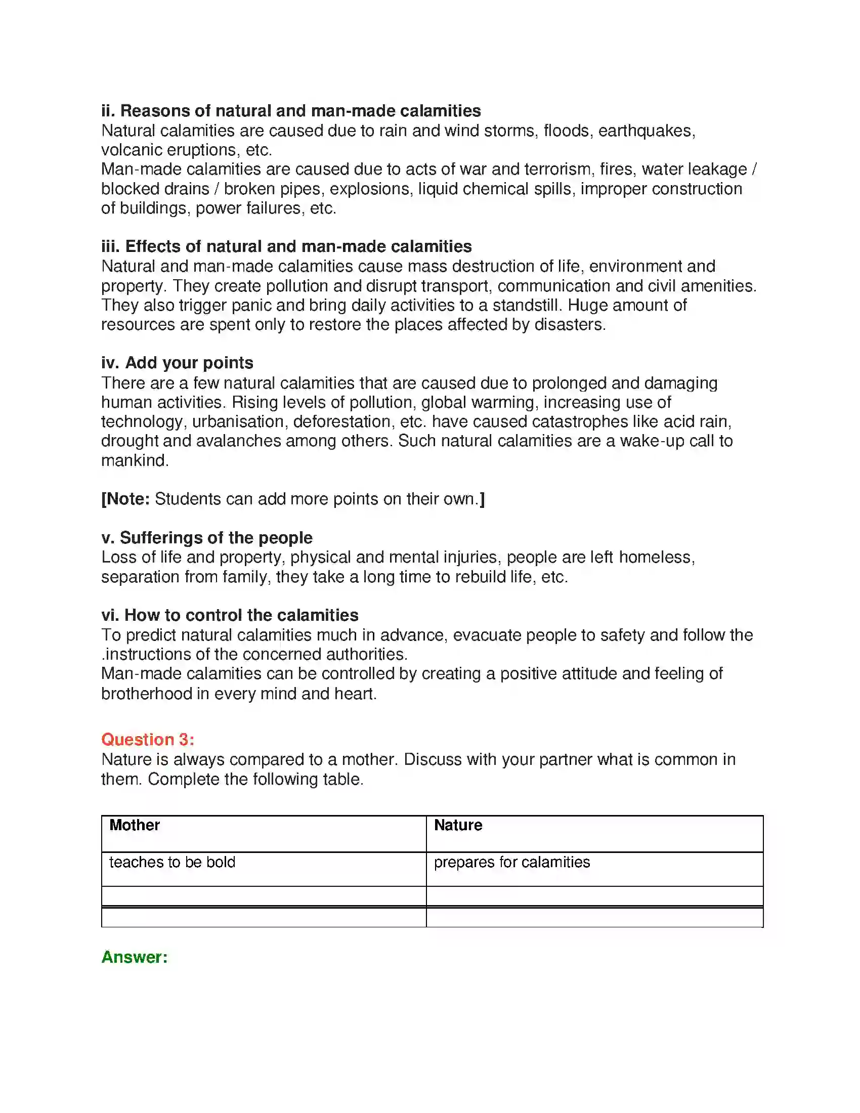 Maharashtra Board Class 10th English 6.3 Mother Nature - Nature & Environment Solution 2