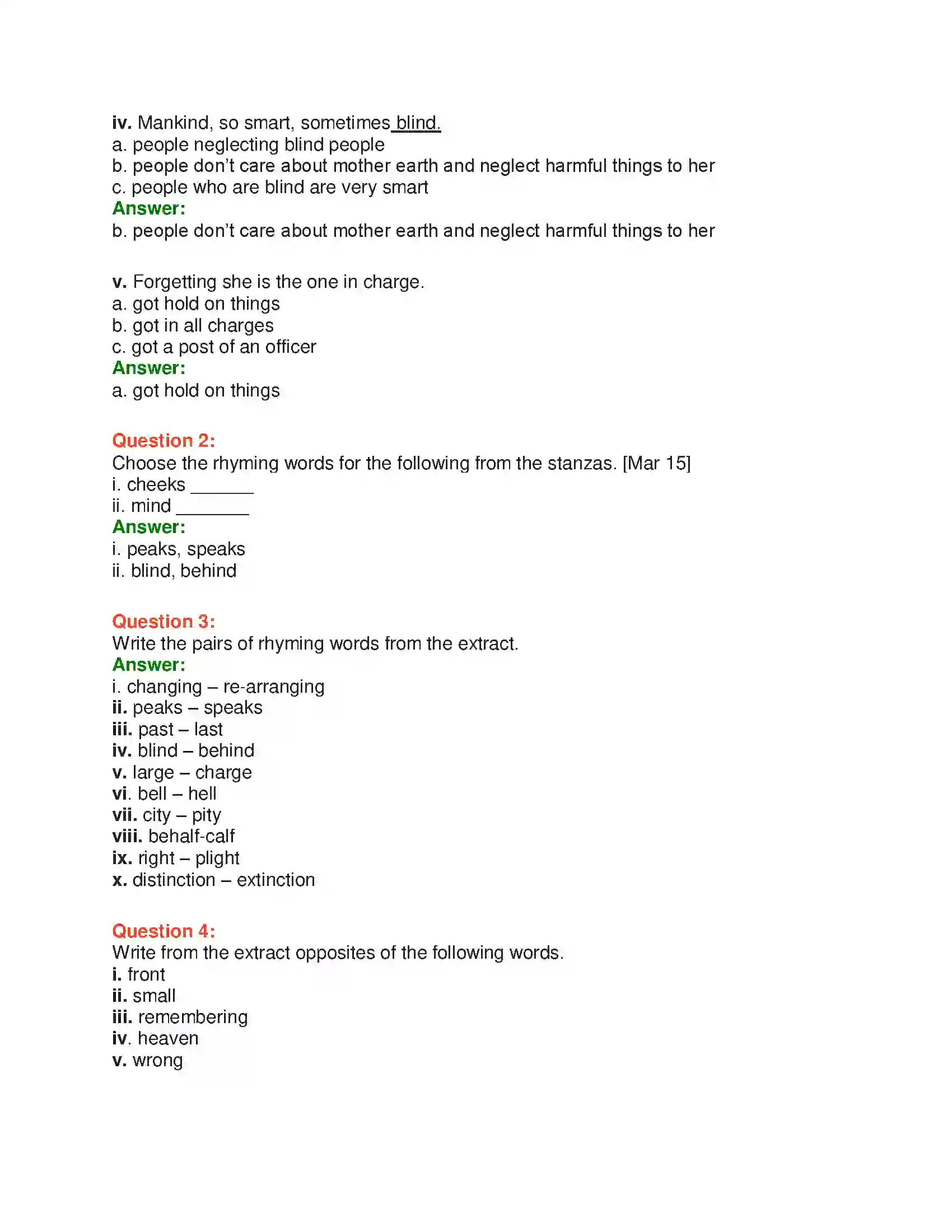 Maharashtra Board Class 10th English 6.3 Mother Nature - Nature & Environment Solution 7