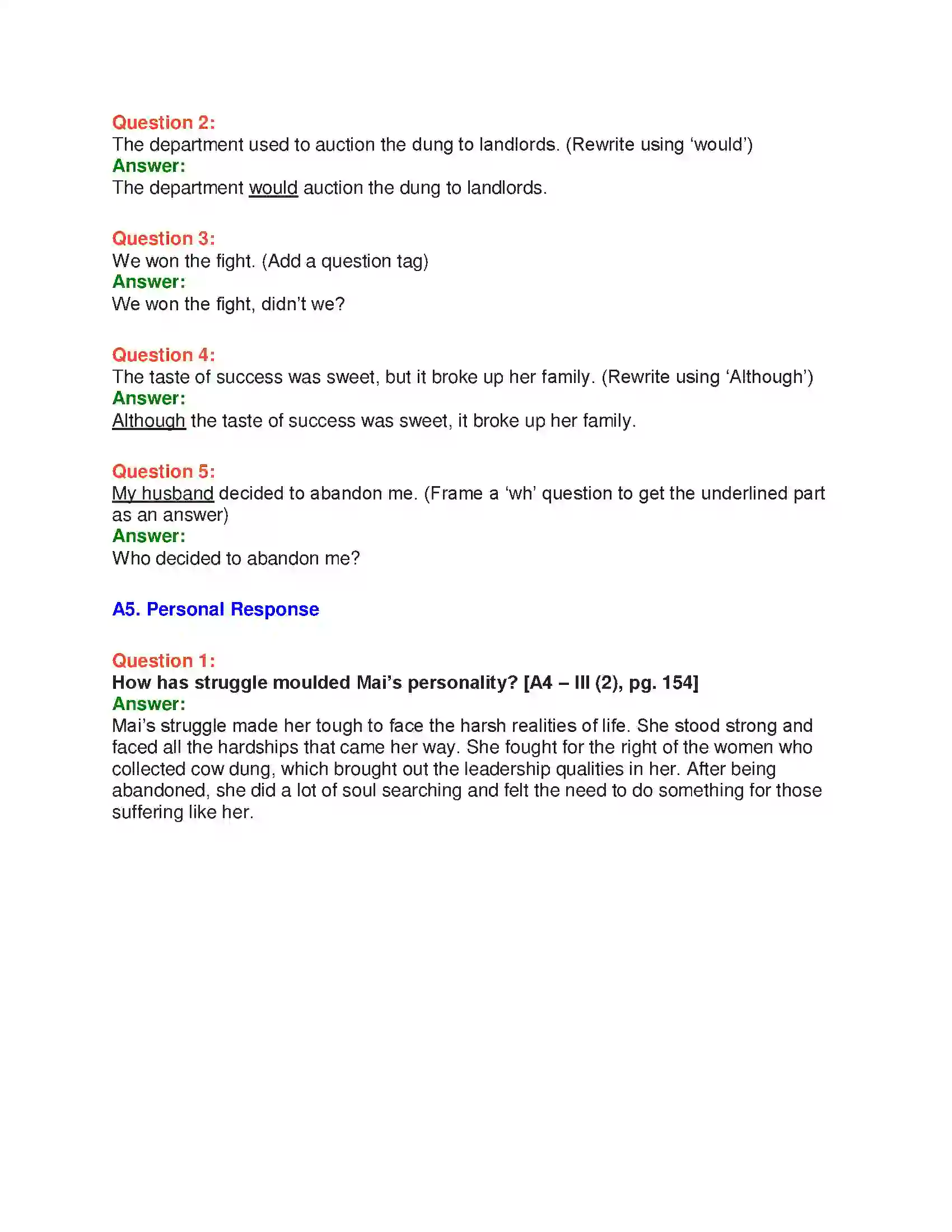 Maharashtra Board Class 10th English 7.3 Mai - People & Personalities Solution 13