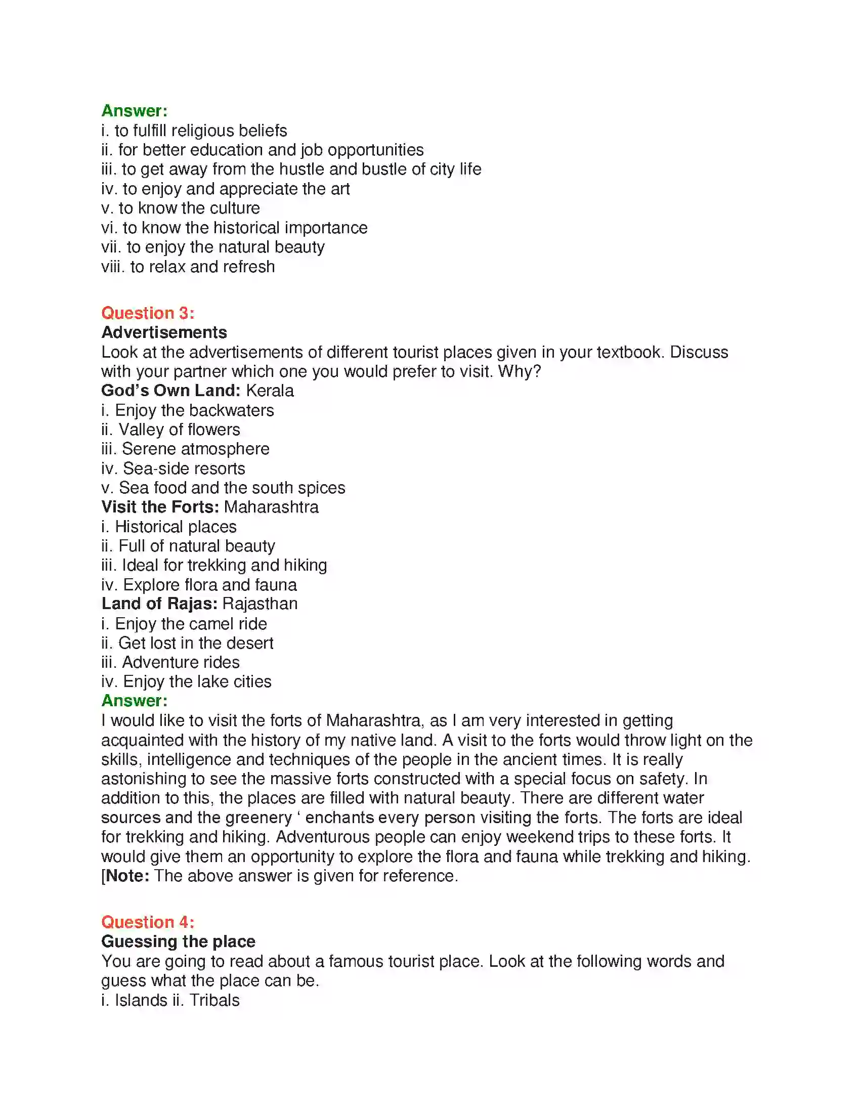 Maharashtra Board Class 10th English 8.1 Unexplored Beauty - India & Neighbours Solution 2