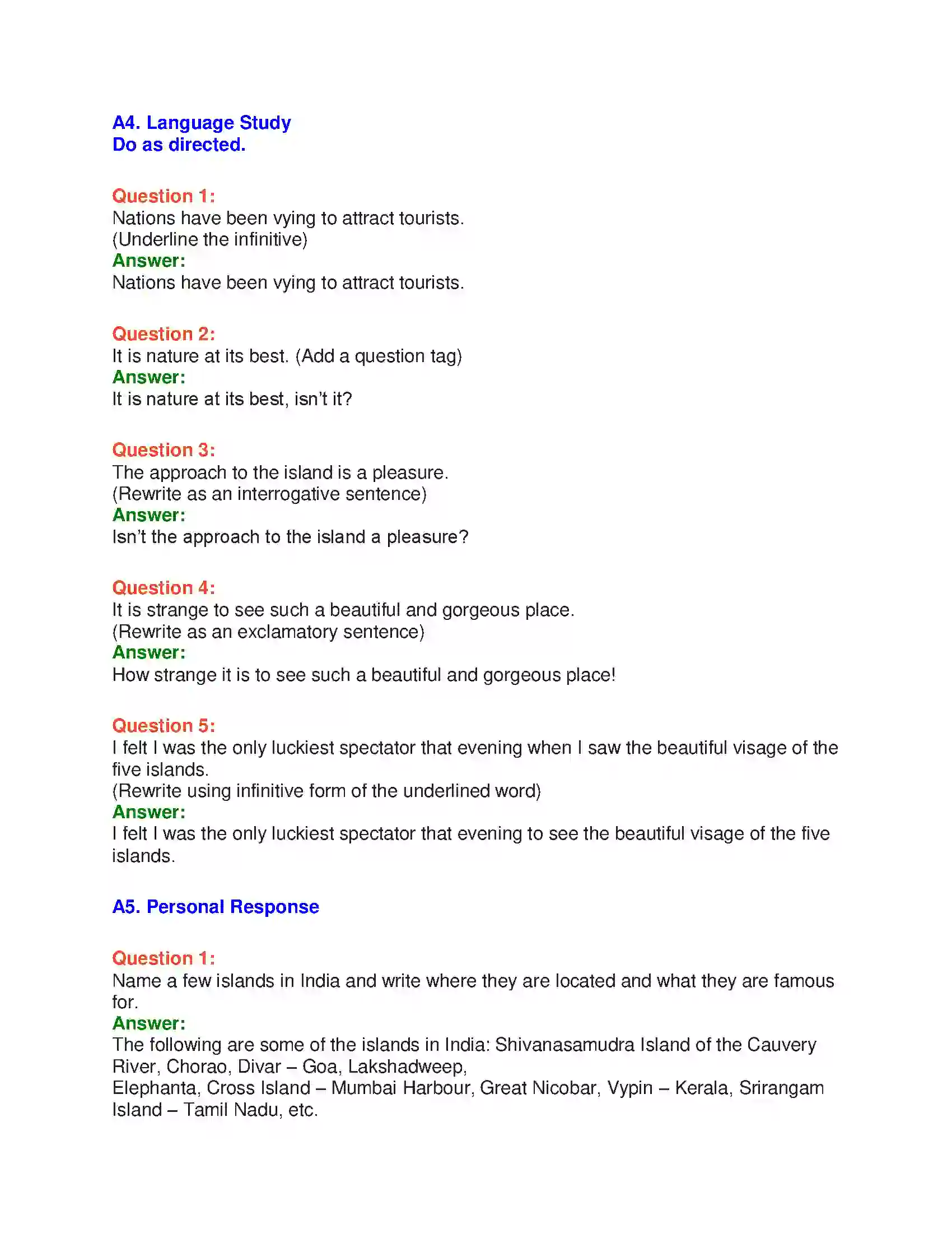 Maharashtra Board Class 10th English 8.1 Unexplored Beauty - India & Neighbours Solution 9