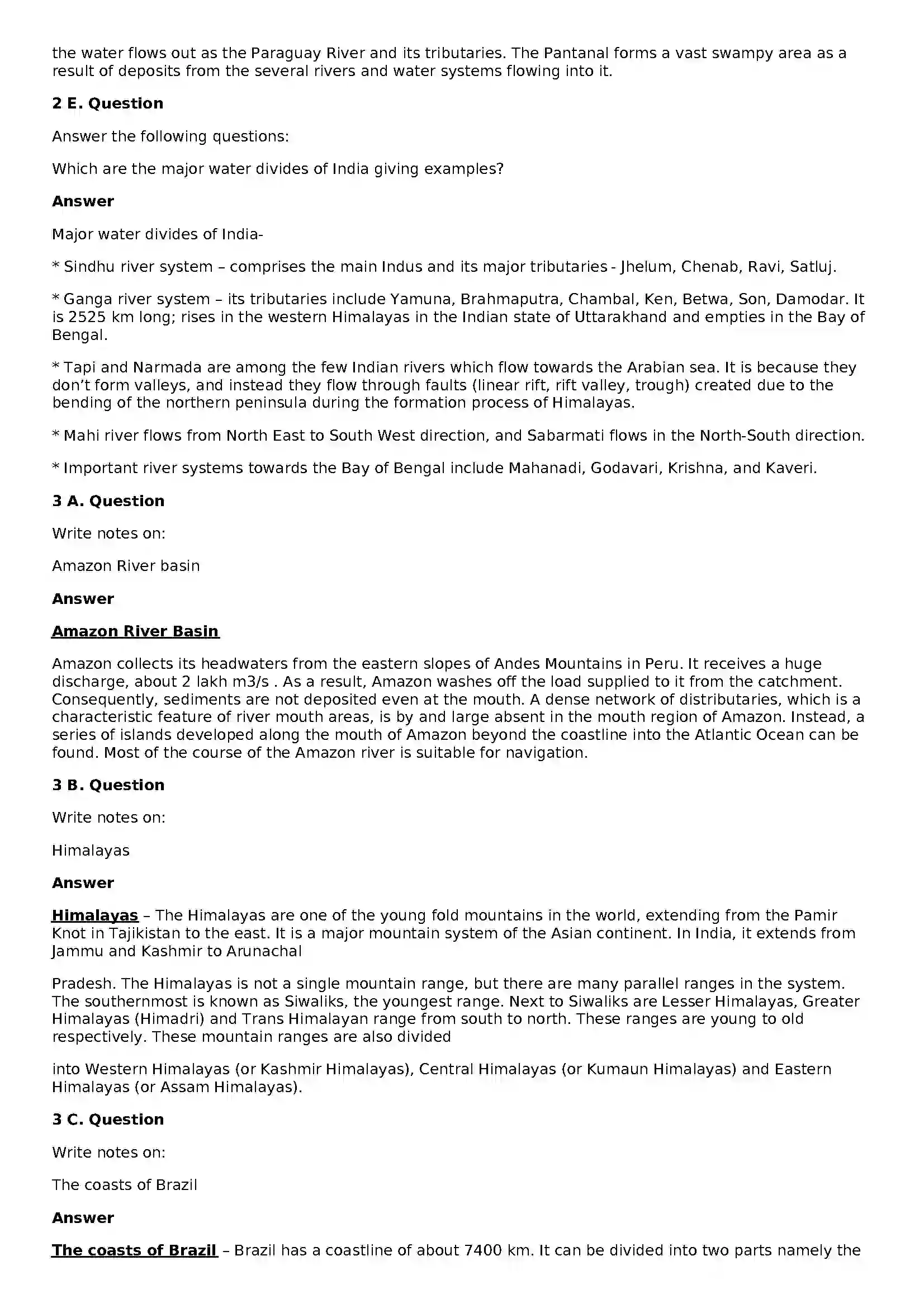 Maharashtra Board Class 10th Geography - English Medium Physiography and Drainage Solution 4