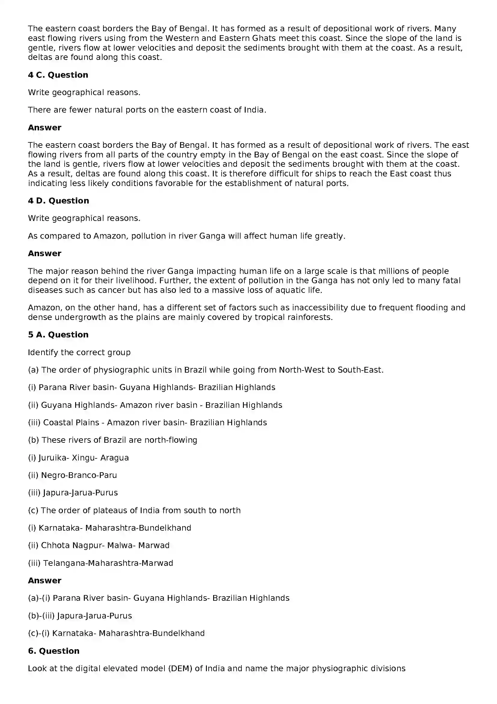 Maharashtra Board Class 10th Geography - English Medium Physiography and Drainage Solution 6