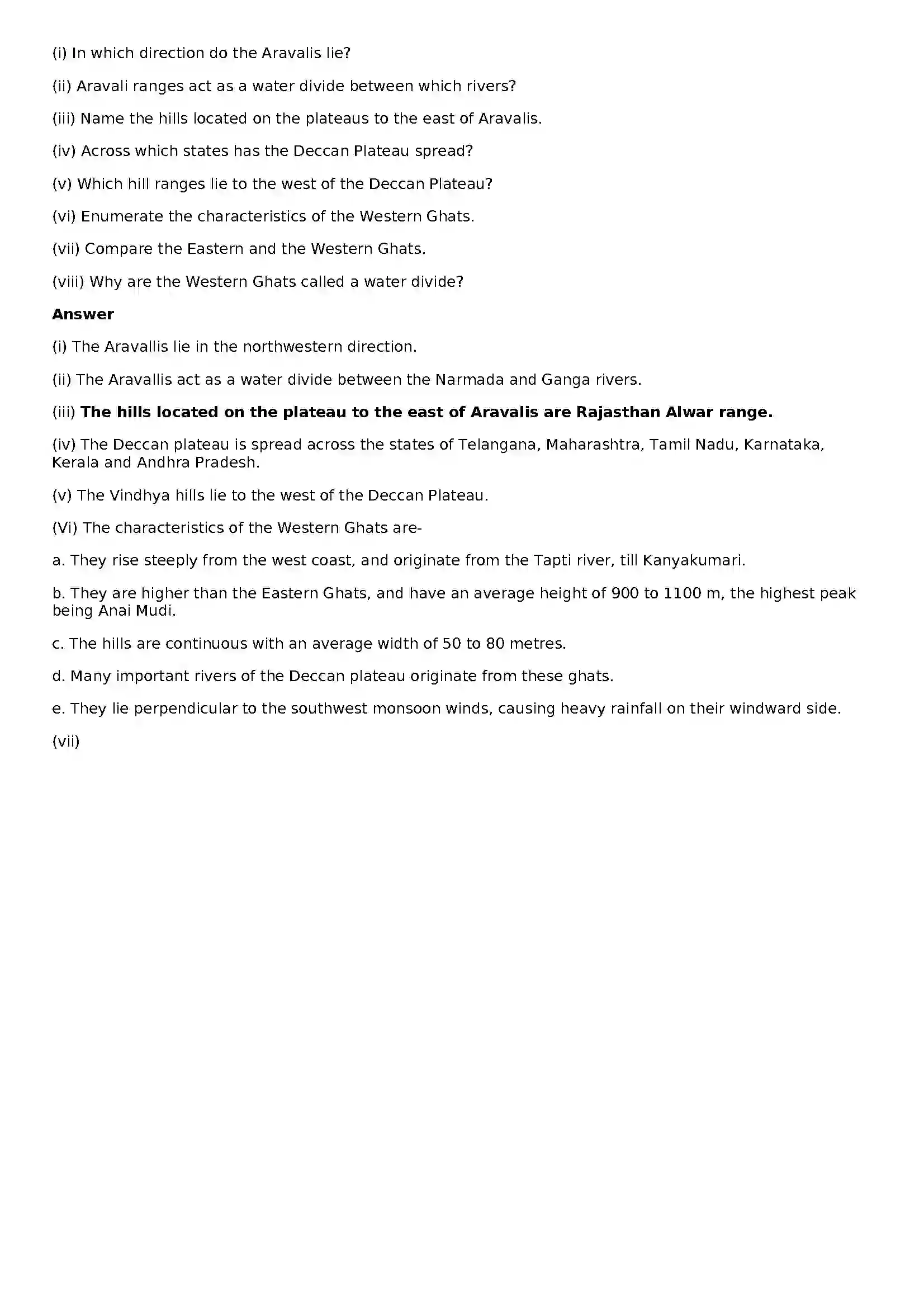 Maharashtra Board Class 10th Geography - English Medium Physiography and Drainage Solution 8