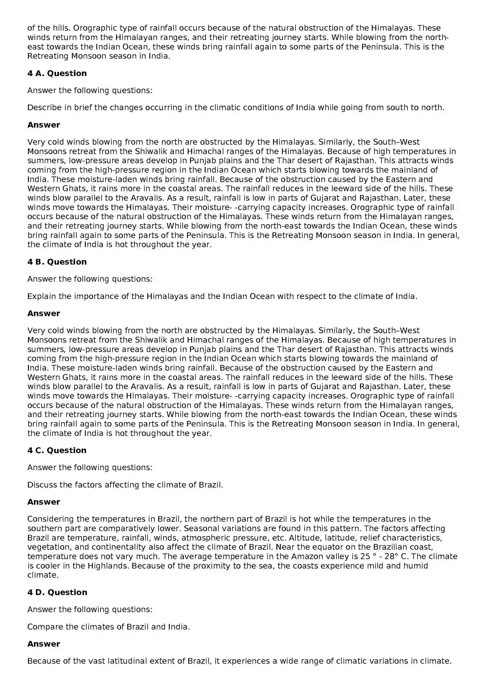 Maharashtra Board Class 10th Geography - English Medium Climate Solution 3