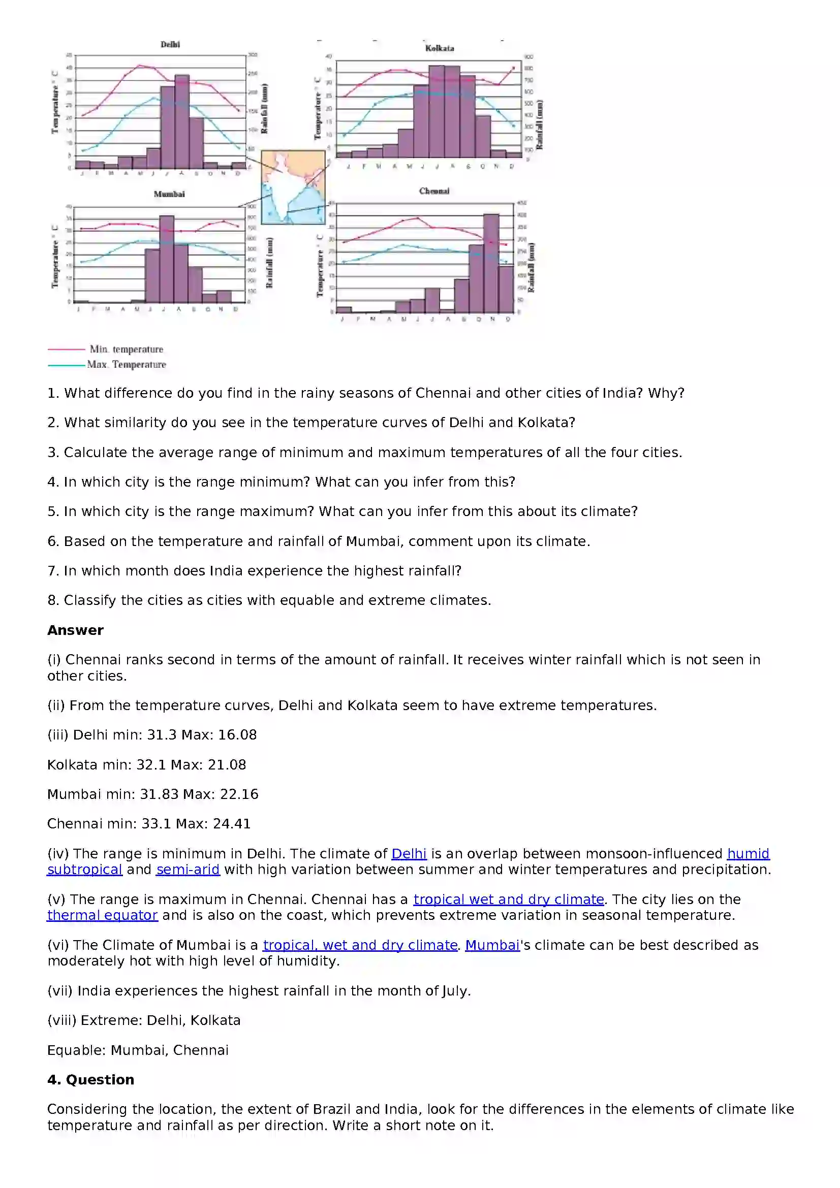 Maharashtra Board Class 10th Geography - English Medium Climate Solution 7