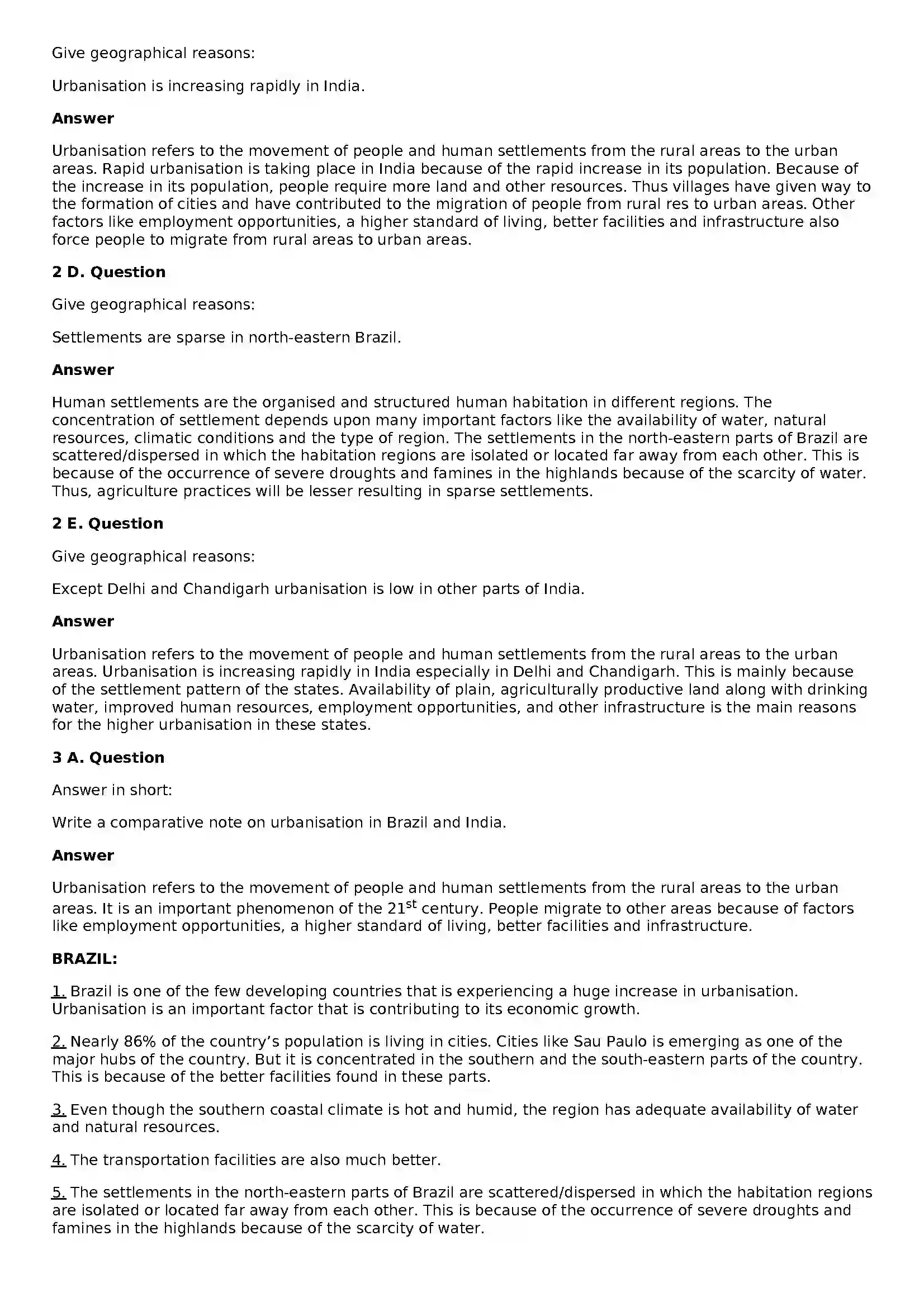 Maharashtra Board Class 10th Geography - English Medium Human Settlements Solution 3