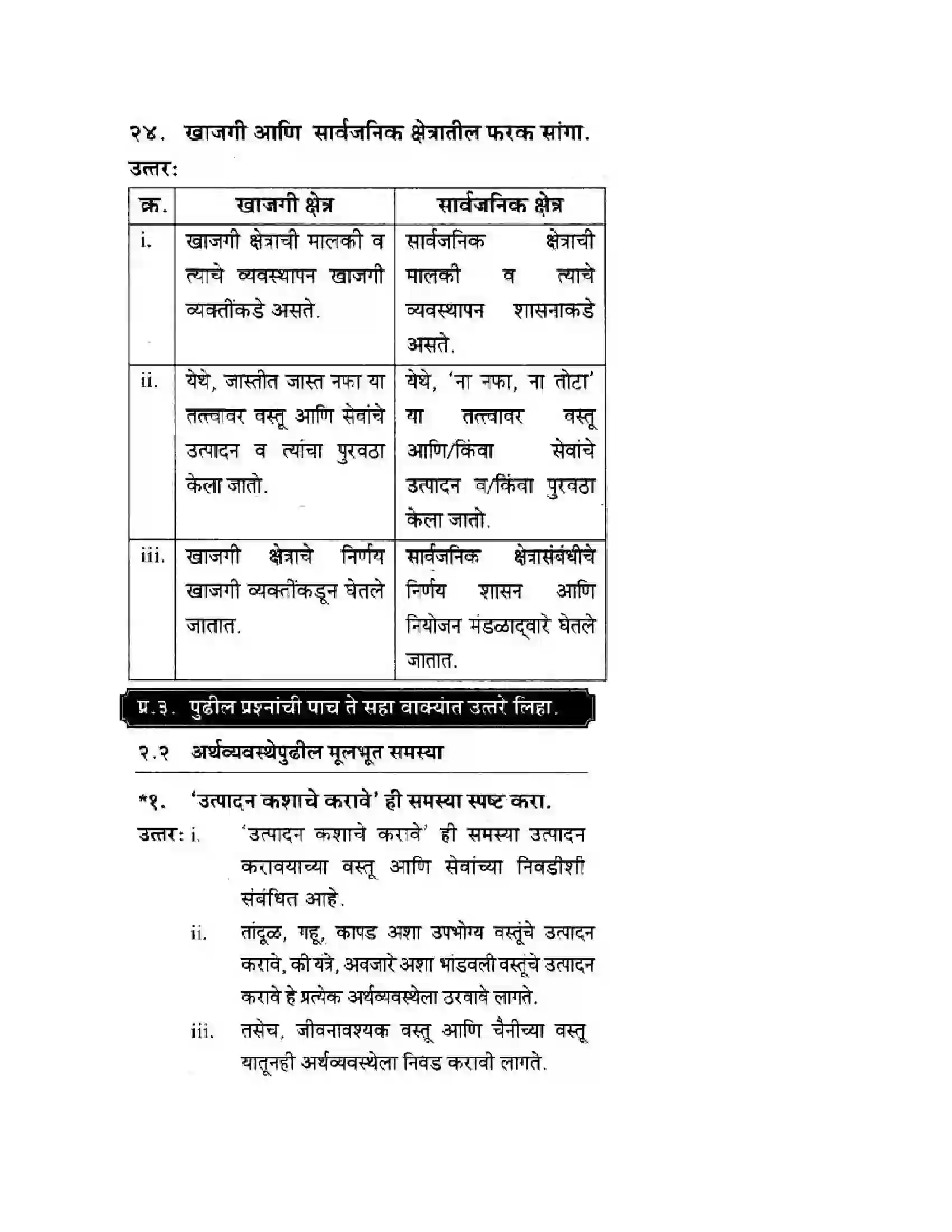 Maharashtra Board Class 10th Geography & Economics - Marathi Medium अथ्रव्यवस्थेच्या मूलभूत समस्या व उपाययोजना Solution 8