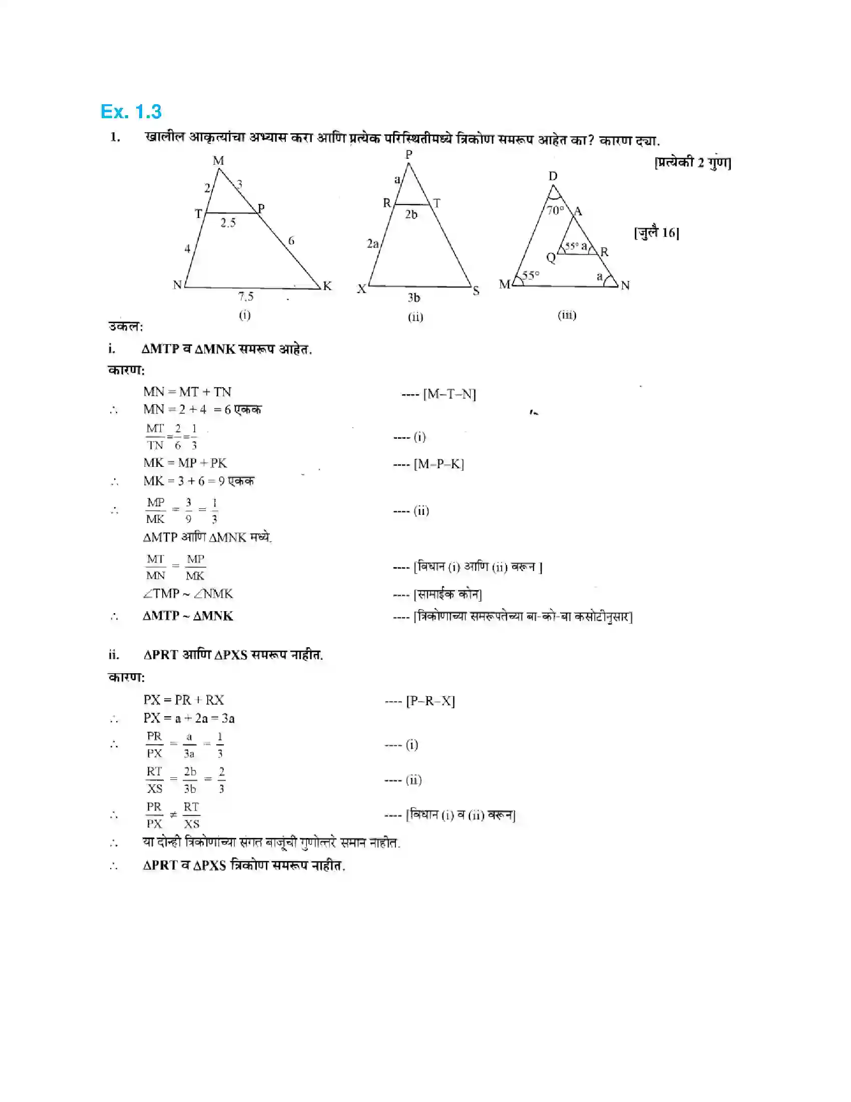 Maharashtra Board Class 10th Geometry - Marathi Medium Similarity Solution 11