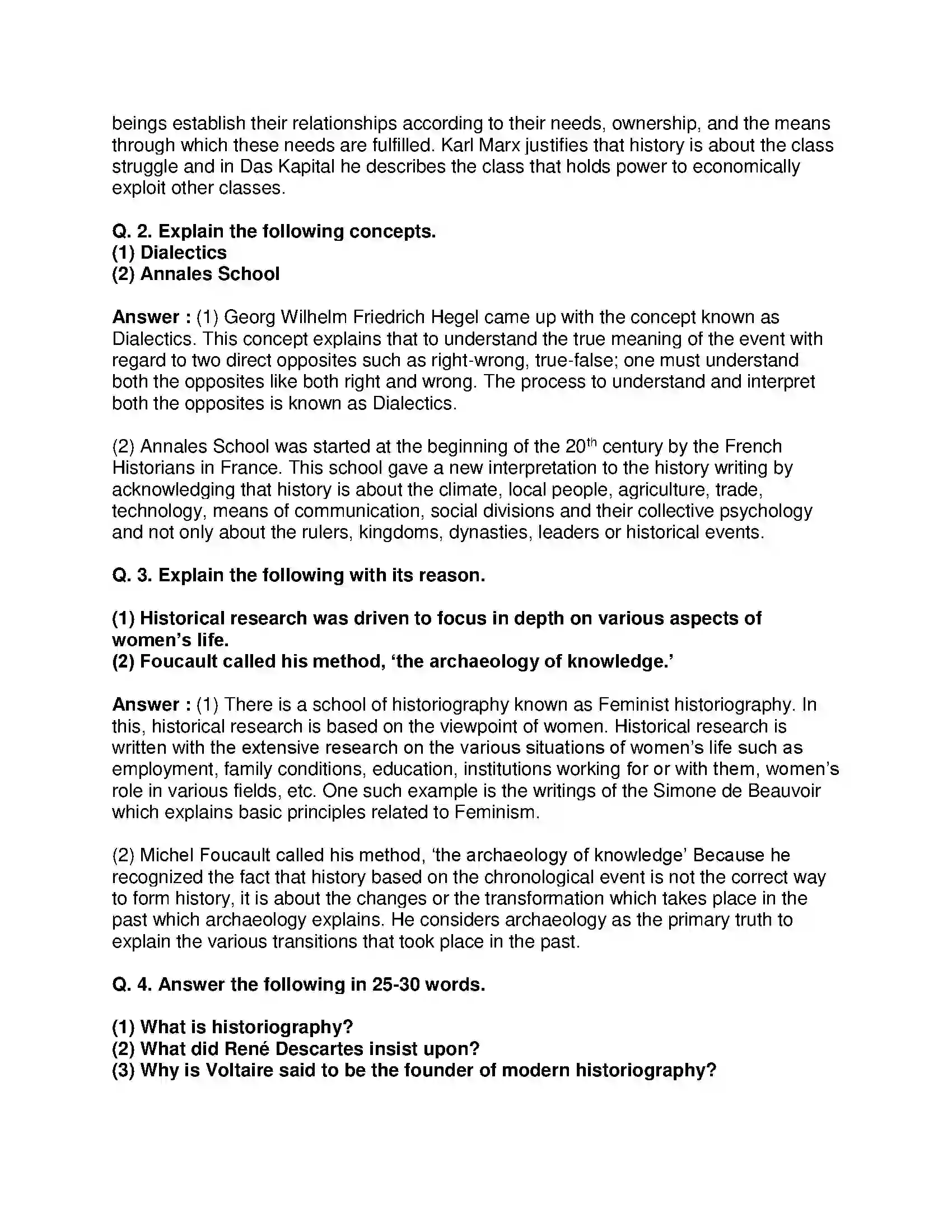 Maharashtra Board Class 10th History - English Medium Historiography Development in the West Solution 2