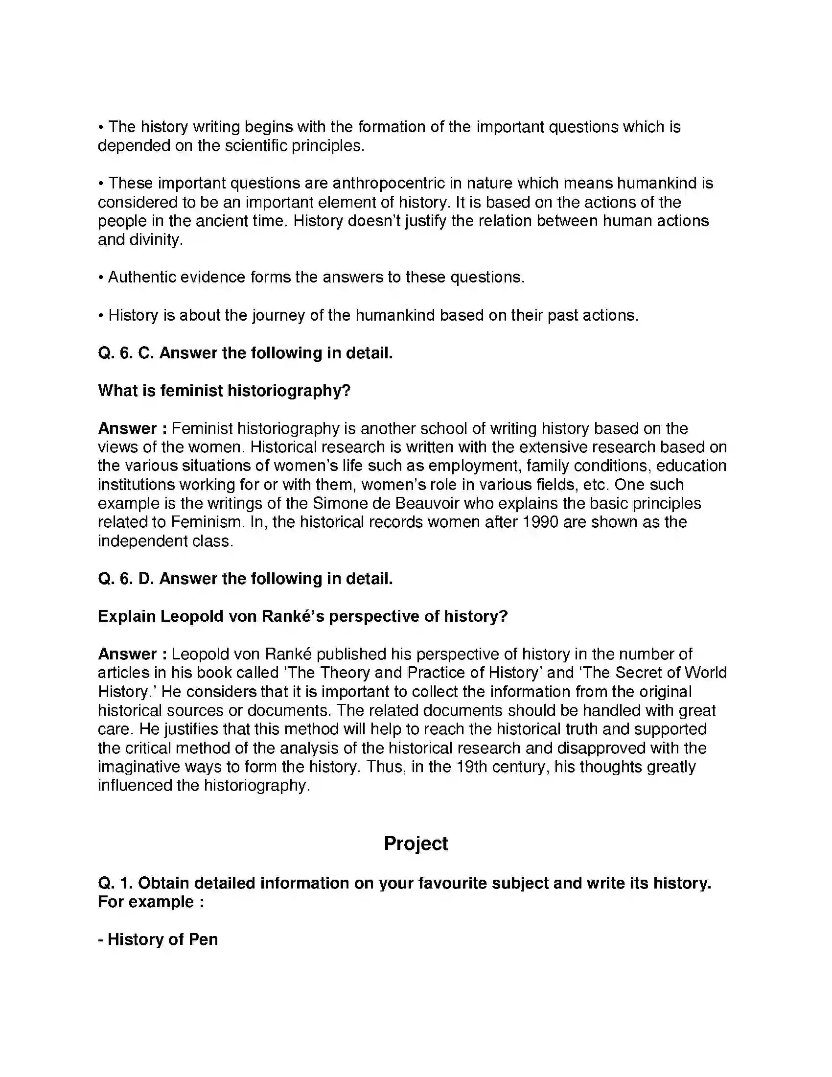 Maharashtra Board Class 10th History - English Medium Historiography Development in the West Solution 5