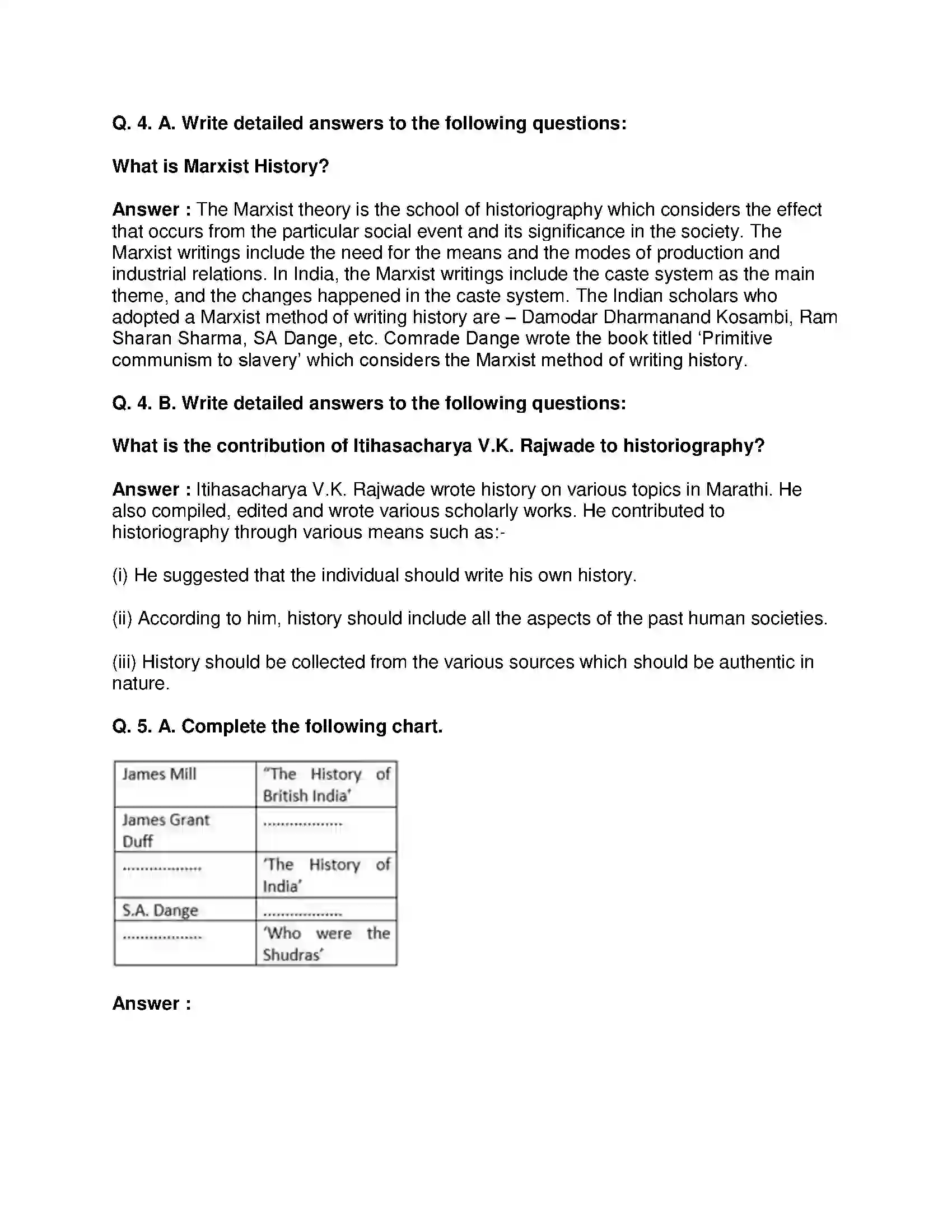 Maharashtra Board Class 10th History - English Medium Historiography Indian Tradition Solution 3