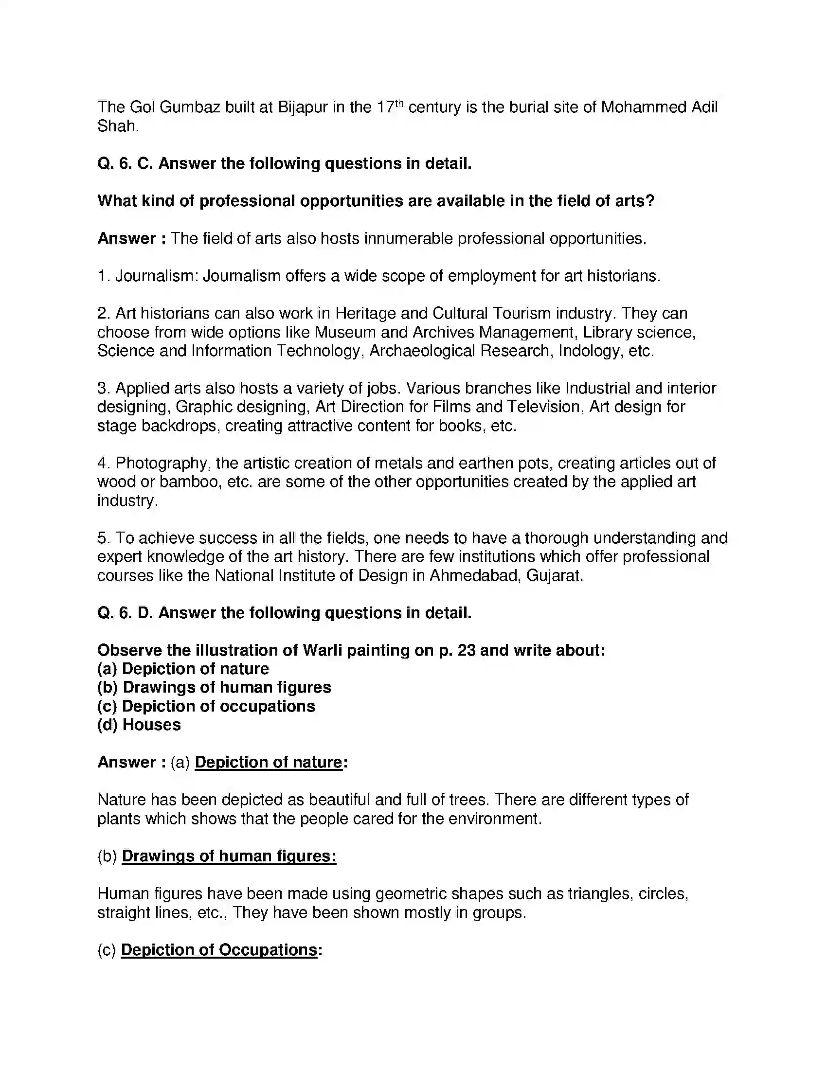 Maharashtra Board Class 10th History - English Medium History of Indian Arts Solution 8