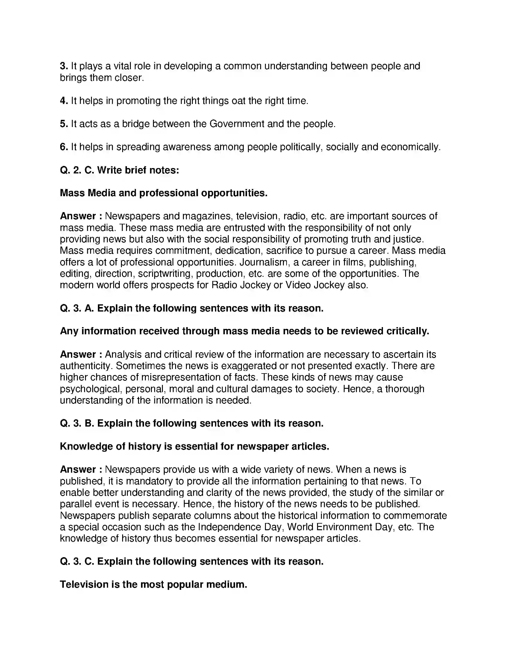 Maharashtra Board Class 10th History - English Medium Mass Media and History Solution 3