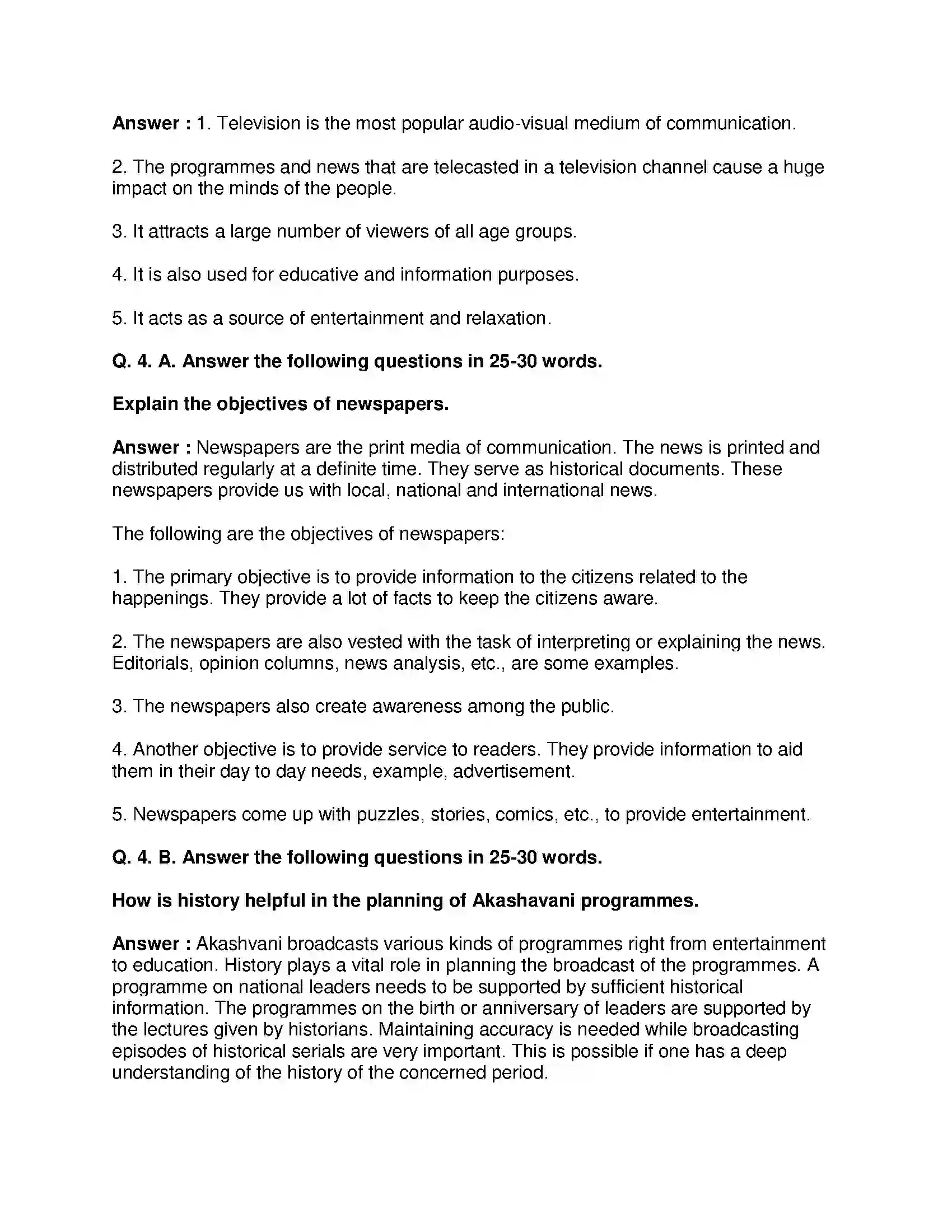 Maharashtra Board Class 10th History - English Medium Mass Media and History Solution 4