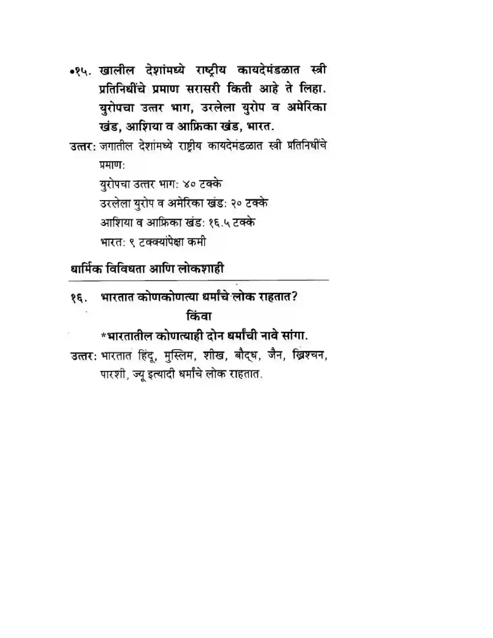 Maharashtra Board Class 10th History & Political Science - Marathi Medium लोकशाही आणि विविधता Solution 5
