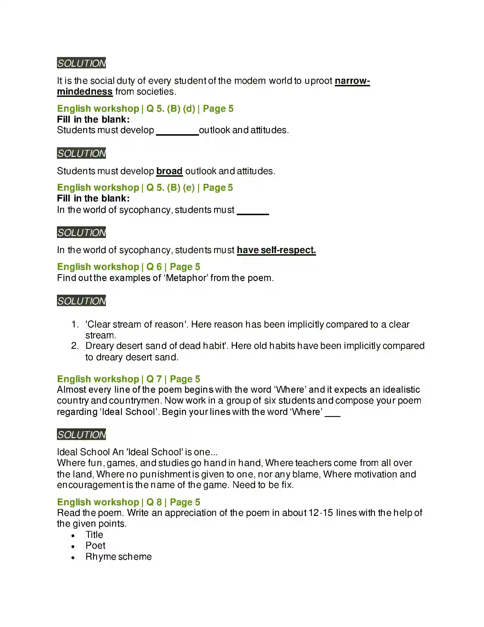 Maharashtra Board Class 10th Kumarbharati - English Medium 1.1 Where the Mind is Without Fear Solution 11