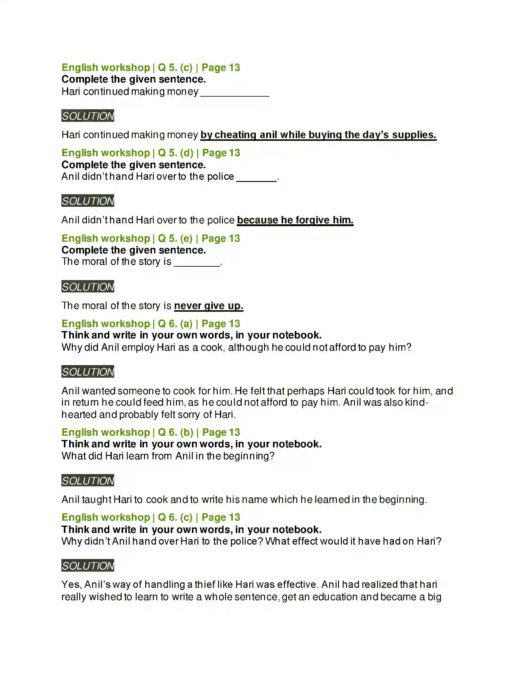 Maharashtra Board Class 10th Kumarbharati - English Medium 1.2 The Thief’s Story Solution 8