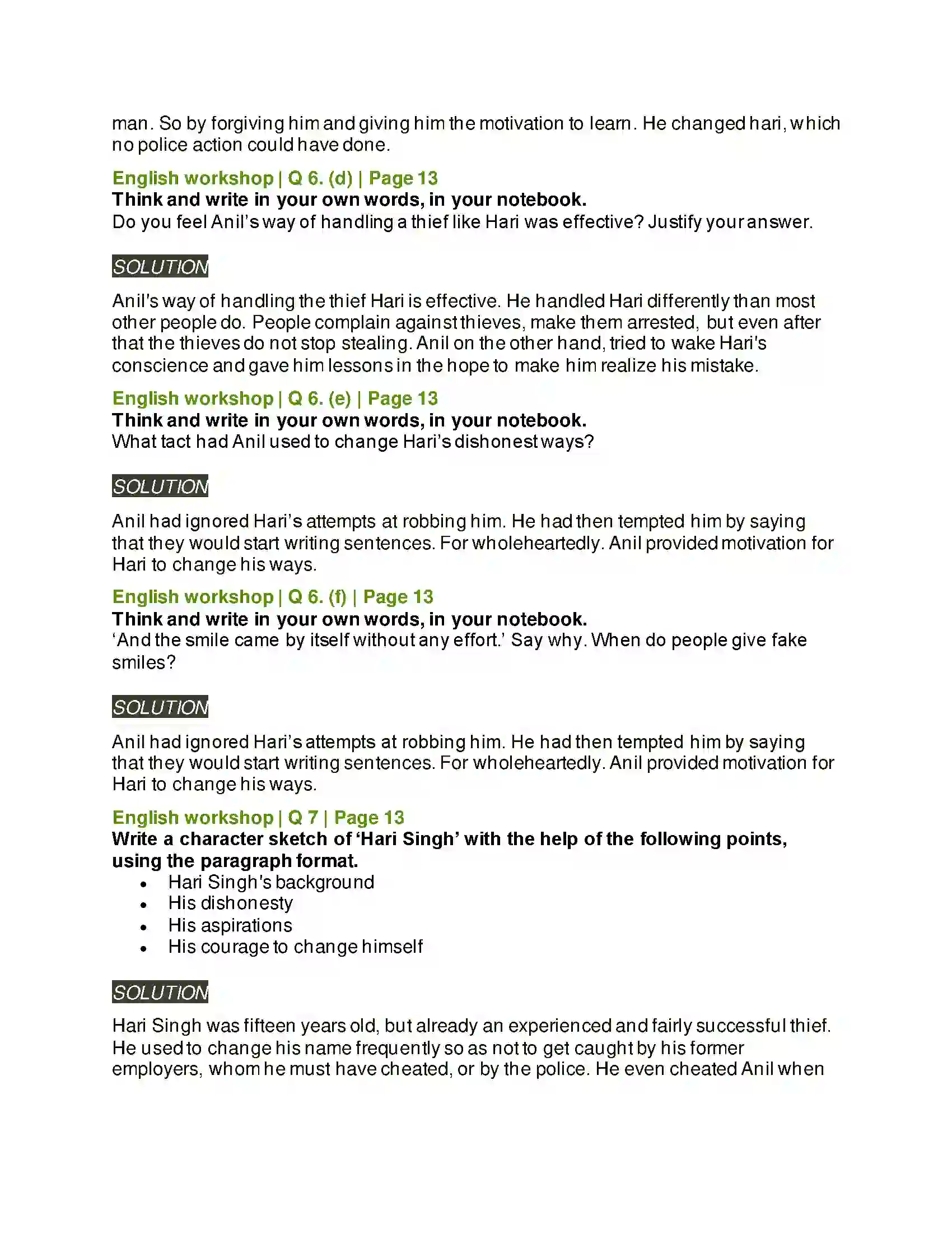 Maharashtra Board Class 10th Kumarbharati - English Medium 1.2 The Thief’s Story Solution 9