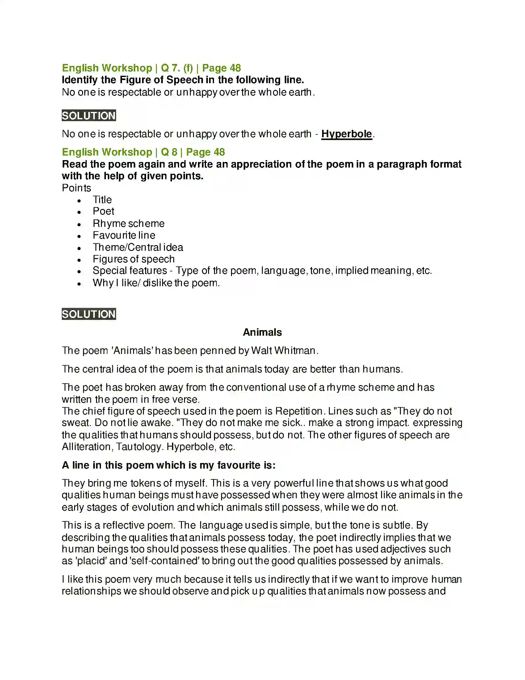 Maharashtra Board Class 10th Kumarbharati - English Medium 2.1 Animals Solution 9