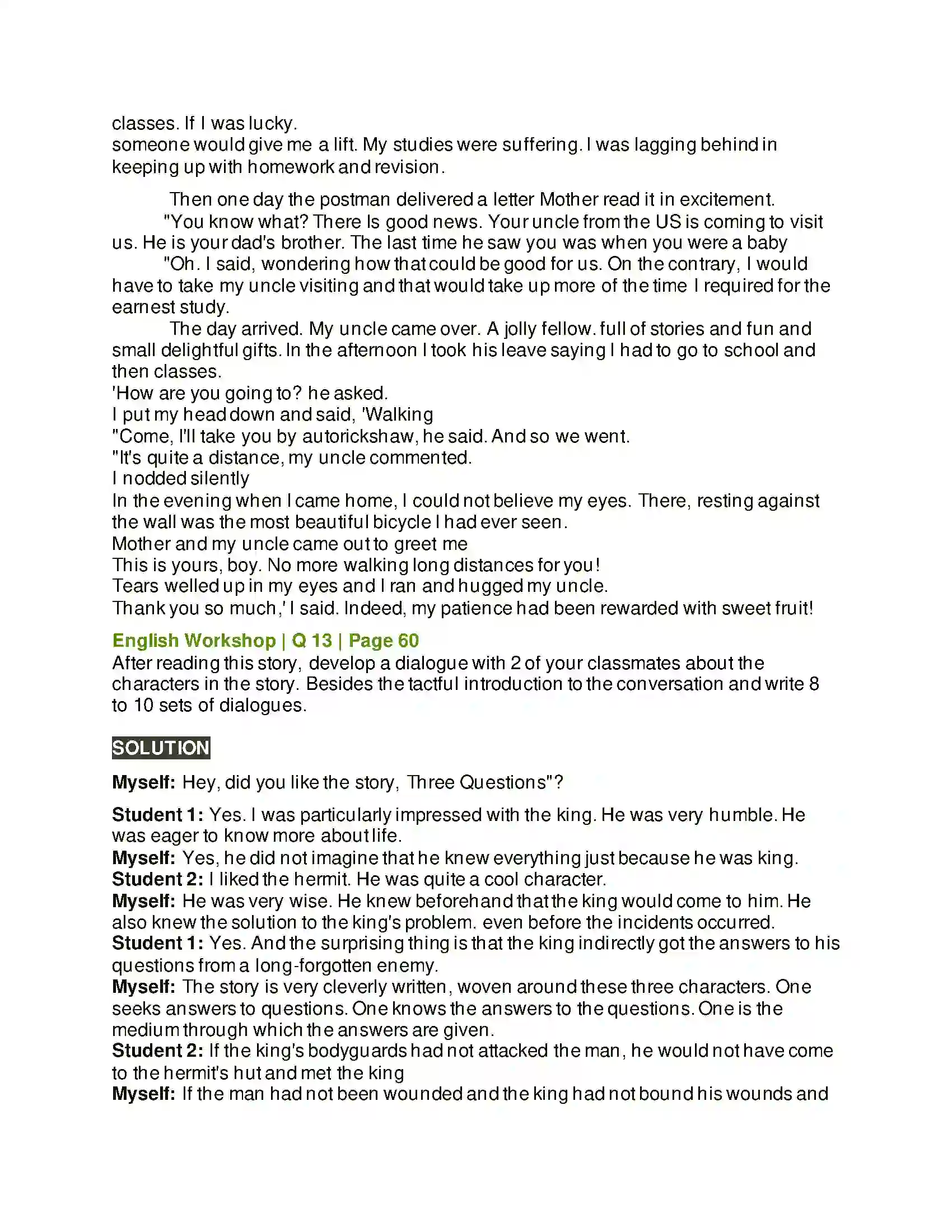 Maharashtra Board Class 10th Kumarbharati - English Medium 2.2 Three Questions Solution 18