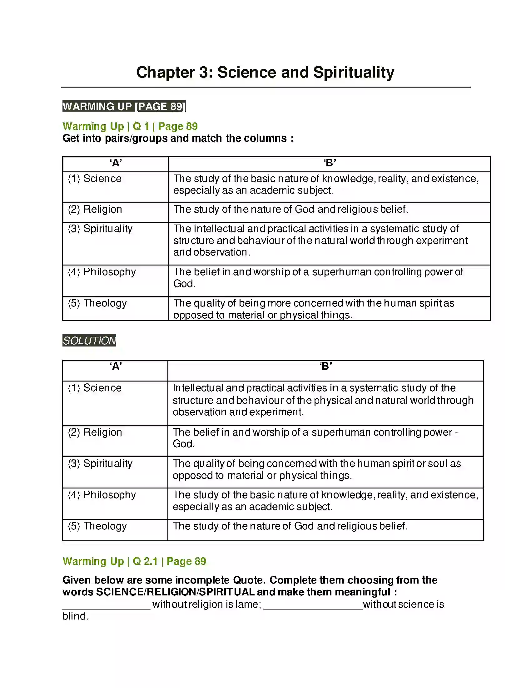 Maharashtra Board Class 10th Kumarbharati - English Medium 2.6 Science and Spirituality Solution 1