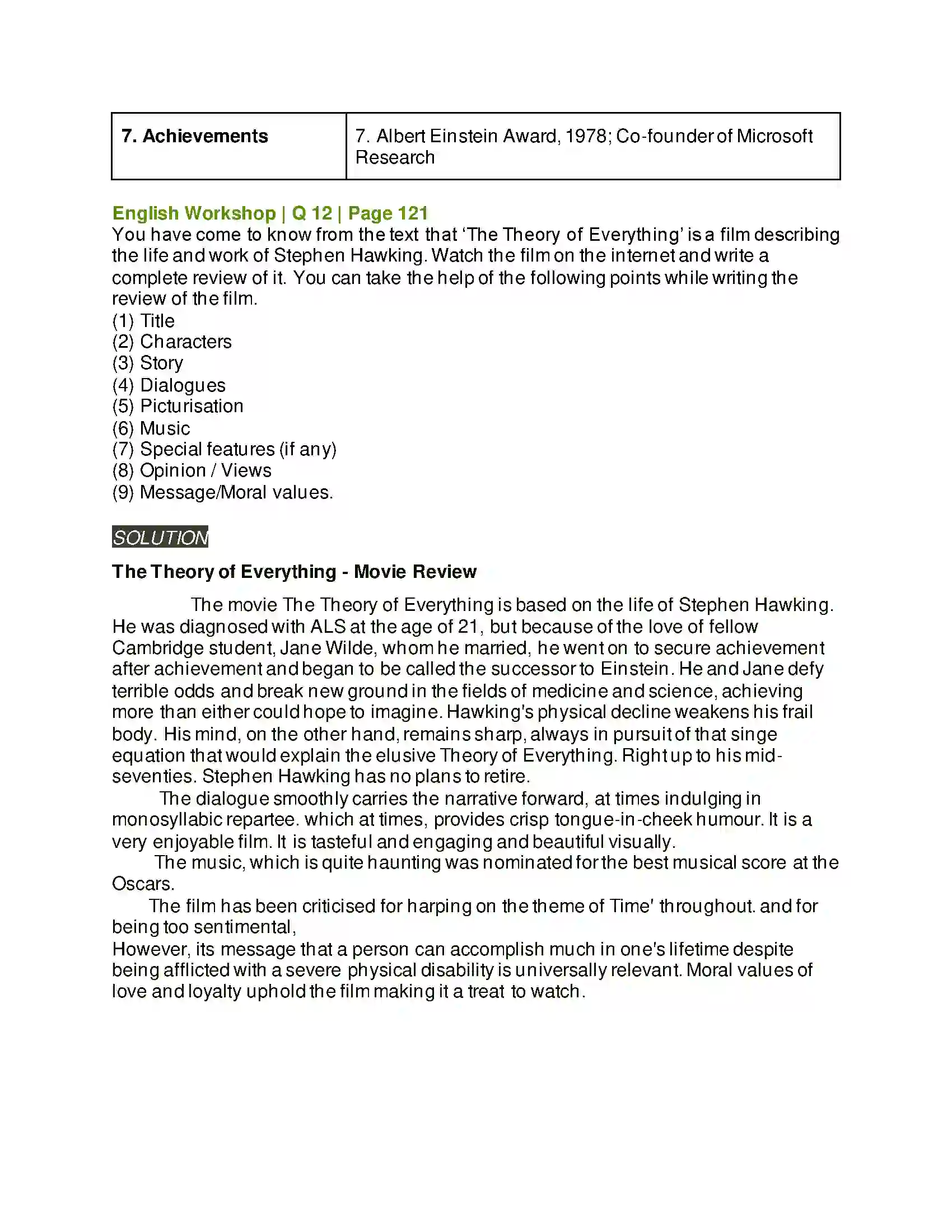 Maharashtra Board Class 10th Kumarbharati - English Medium 3.3 Stephen Hawking Solution 14